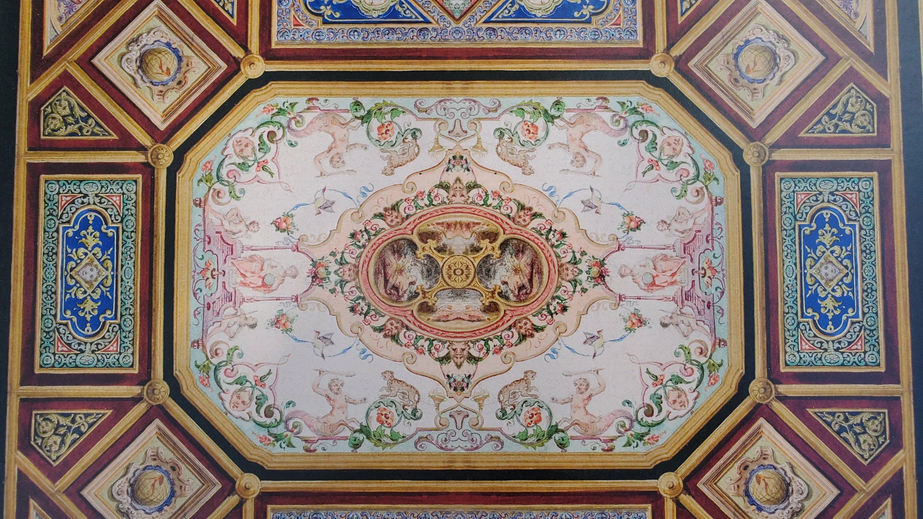 Dollhouse Ceiling Mural Wallpaper Victorian Painted Style 1:12 Scale Itsy Bitsy - Image 3