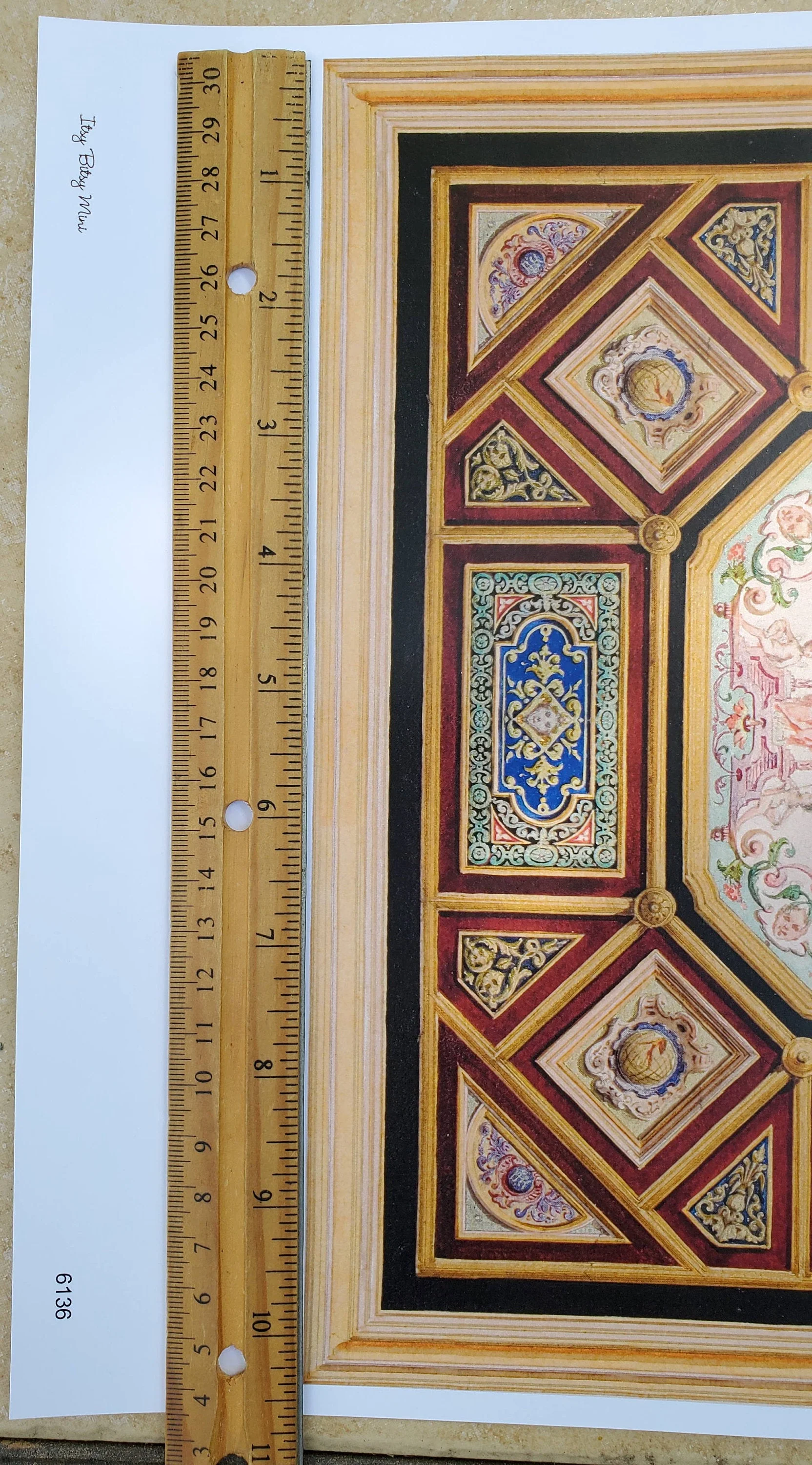 Dollhouse Ceiling Mural Wallpaper Victorian Painted Style 1:12 Scale Itsy Bitsy - Image 4