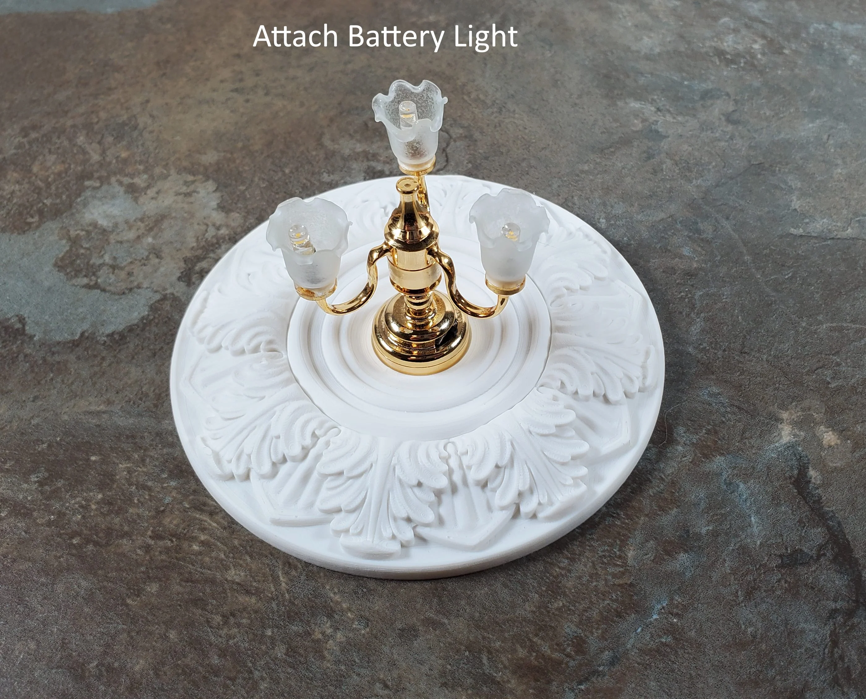 Dollhouse Ceiling Rose Medallion for Battery Lights 1:12 Scale Miniature MC176W - Image 4