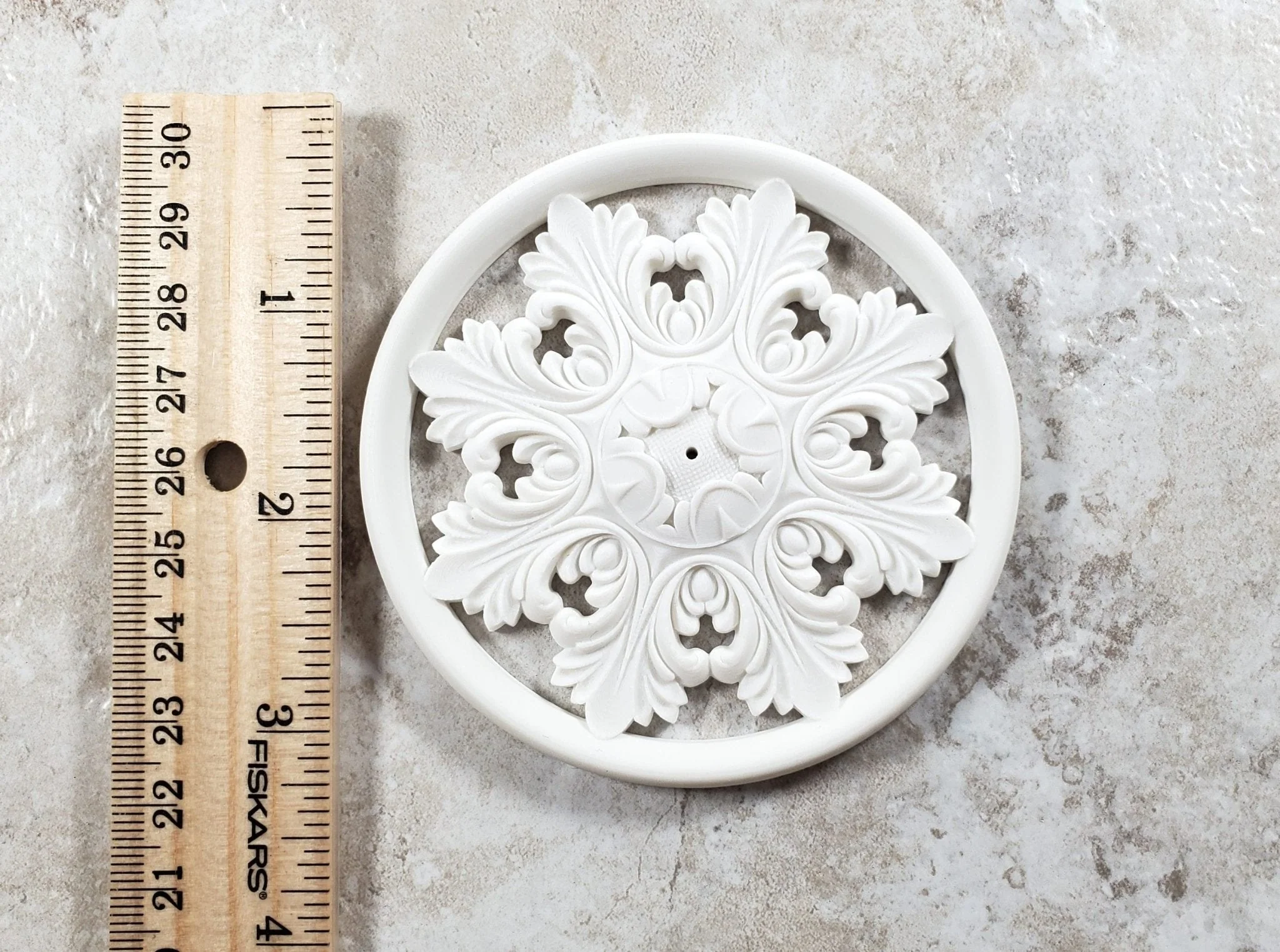 Dollhouse Ceiling Rose Medallion White 1:12 Scale Ornament Miniature 3 1/4" Wide - Image 4