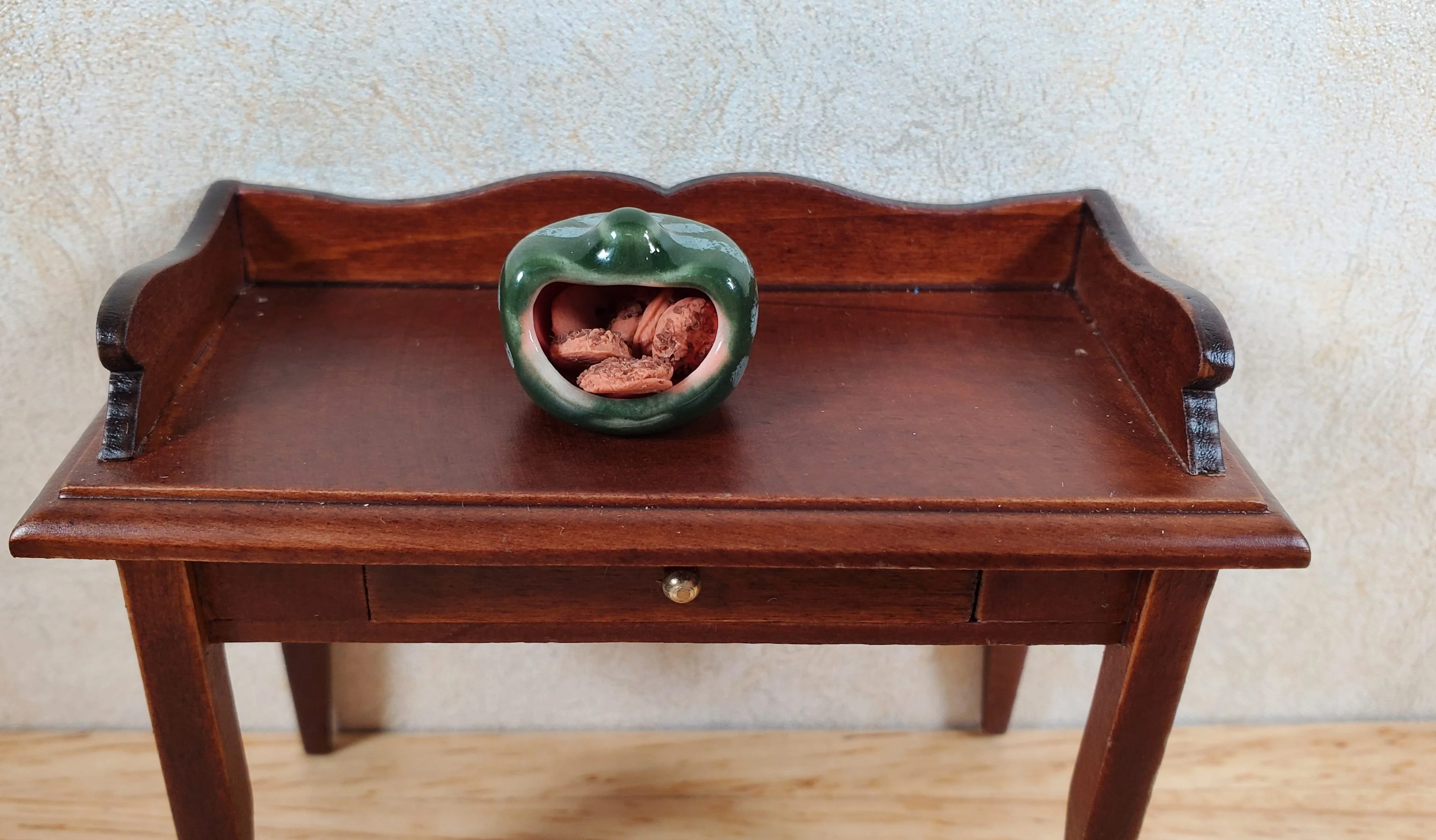Dollhouse Ceramic Pumpkin Jar Halloween for Candy Cookies or Candle 1:12 Scale - Image 2