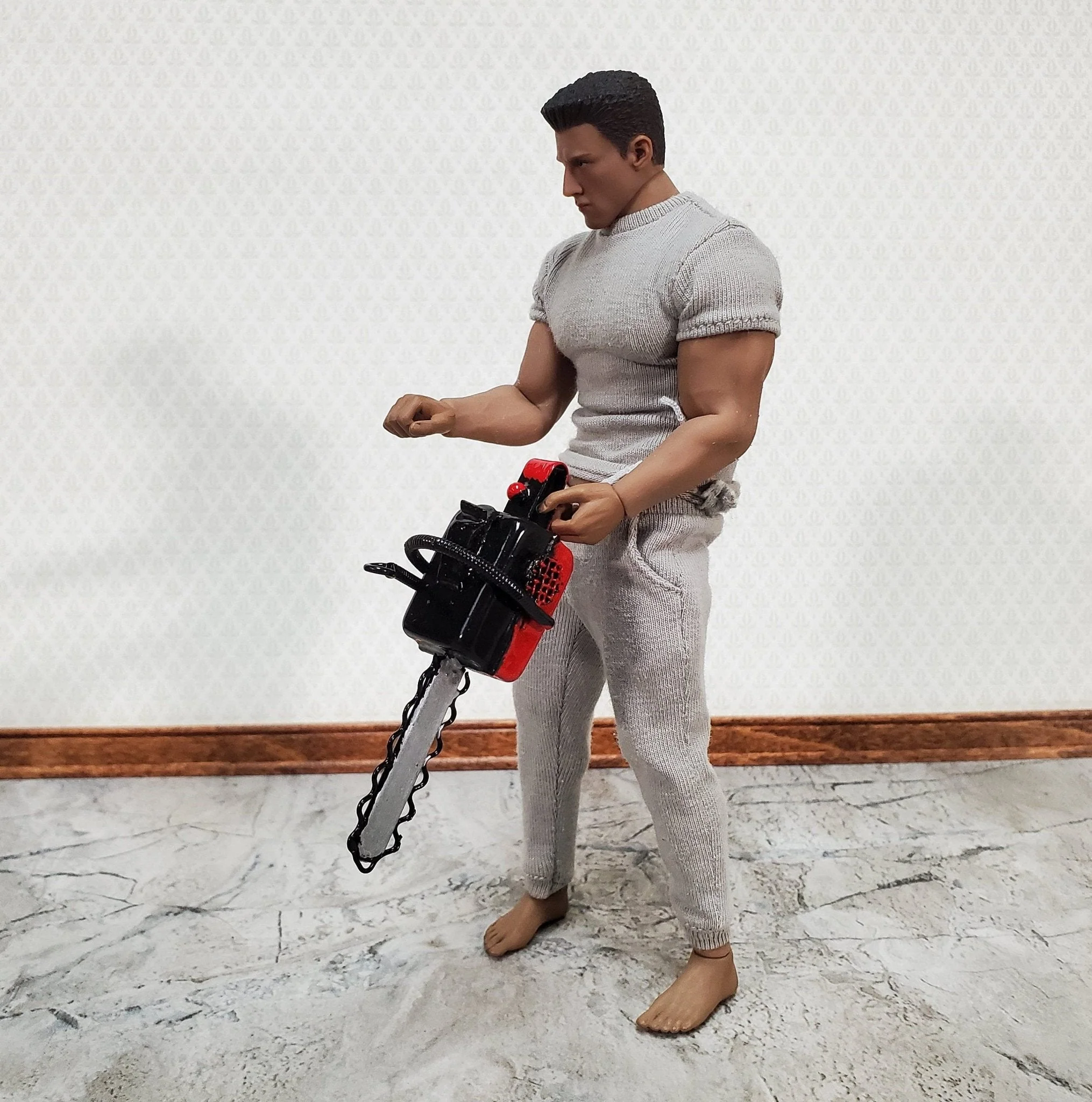 Dollhouse Chain Saw for the Garden or Yard Metal 1:12 Scale Miniature Prop Garage - Image 3
