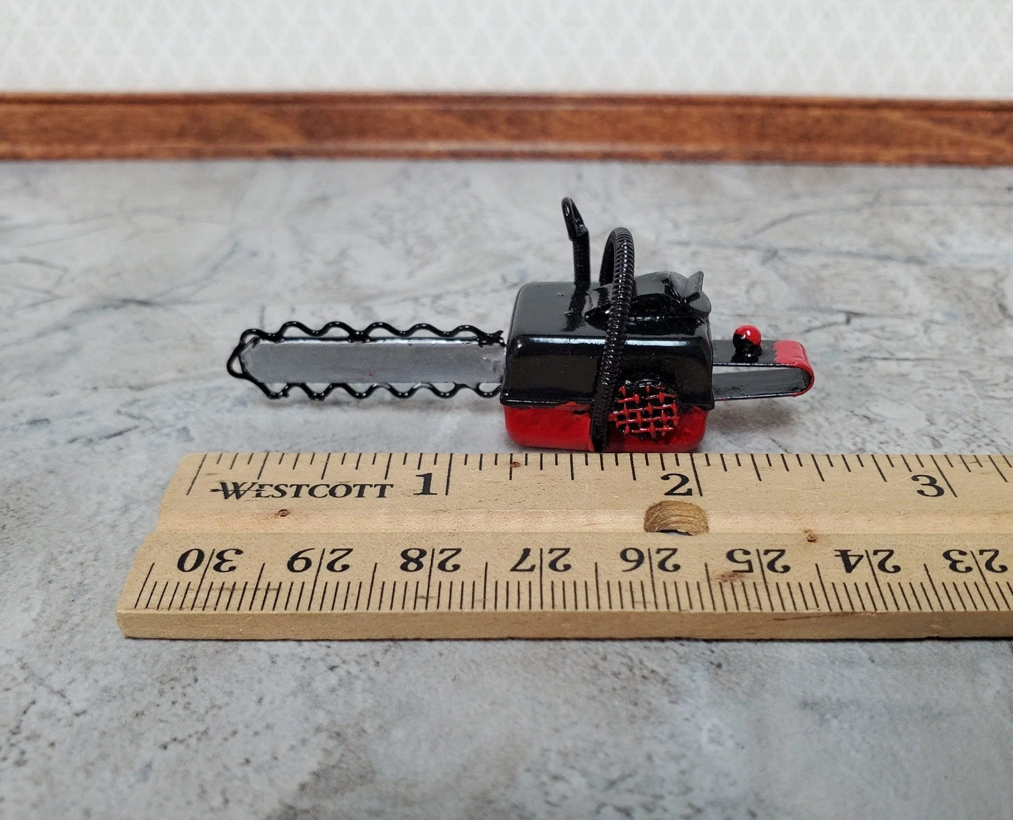 Dollhouse Chain Saw for the Garden or Yard Metal 1:12 Scale Miniature Prop Garage - Image 4