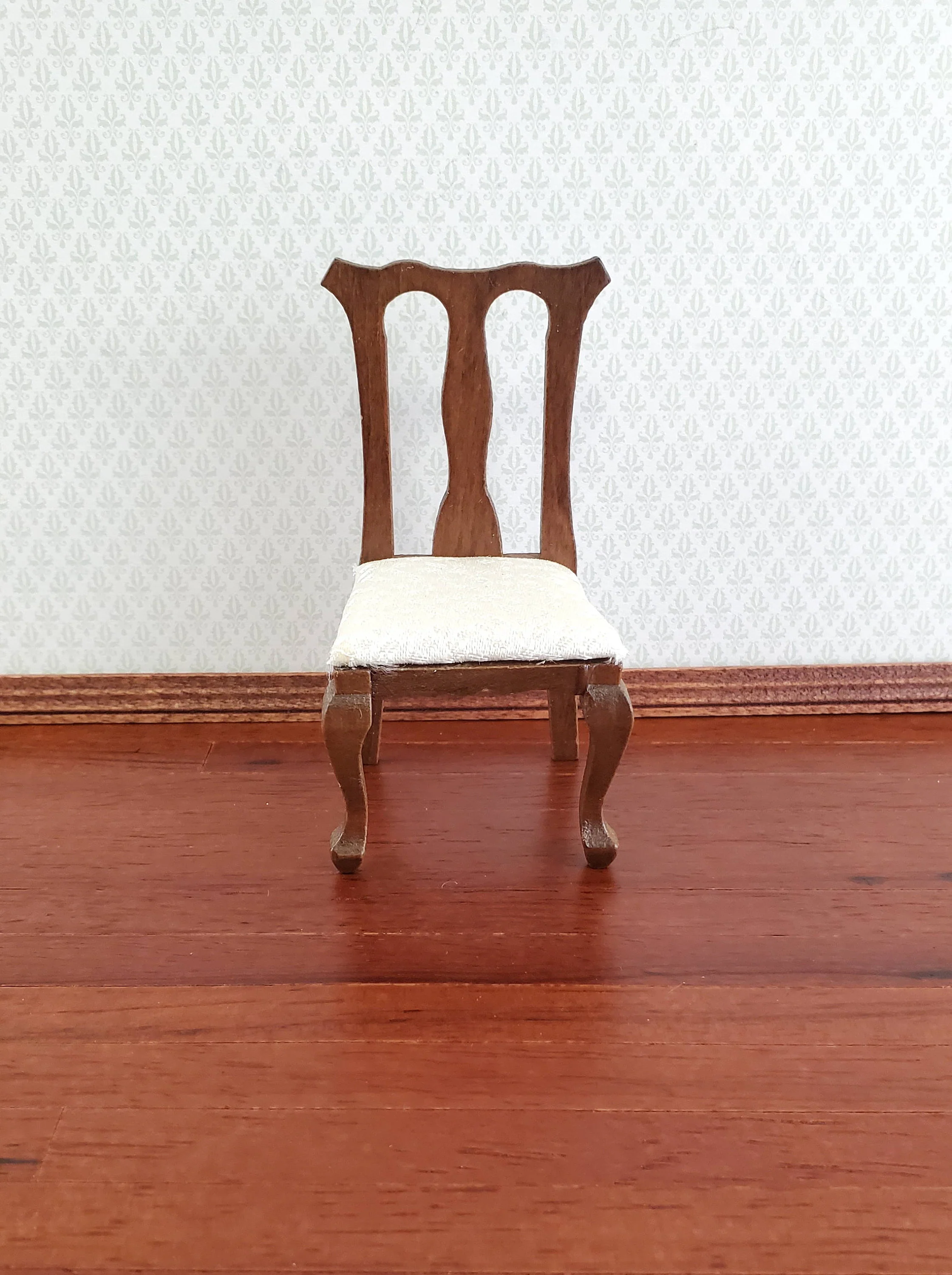 Dollhouse Chair for Kitchen or Dining Room White Seat 1:12 Miniature Furniture - Image 2