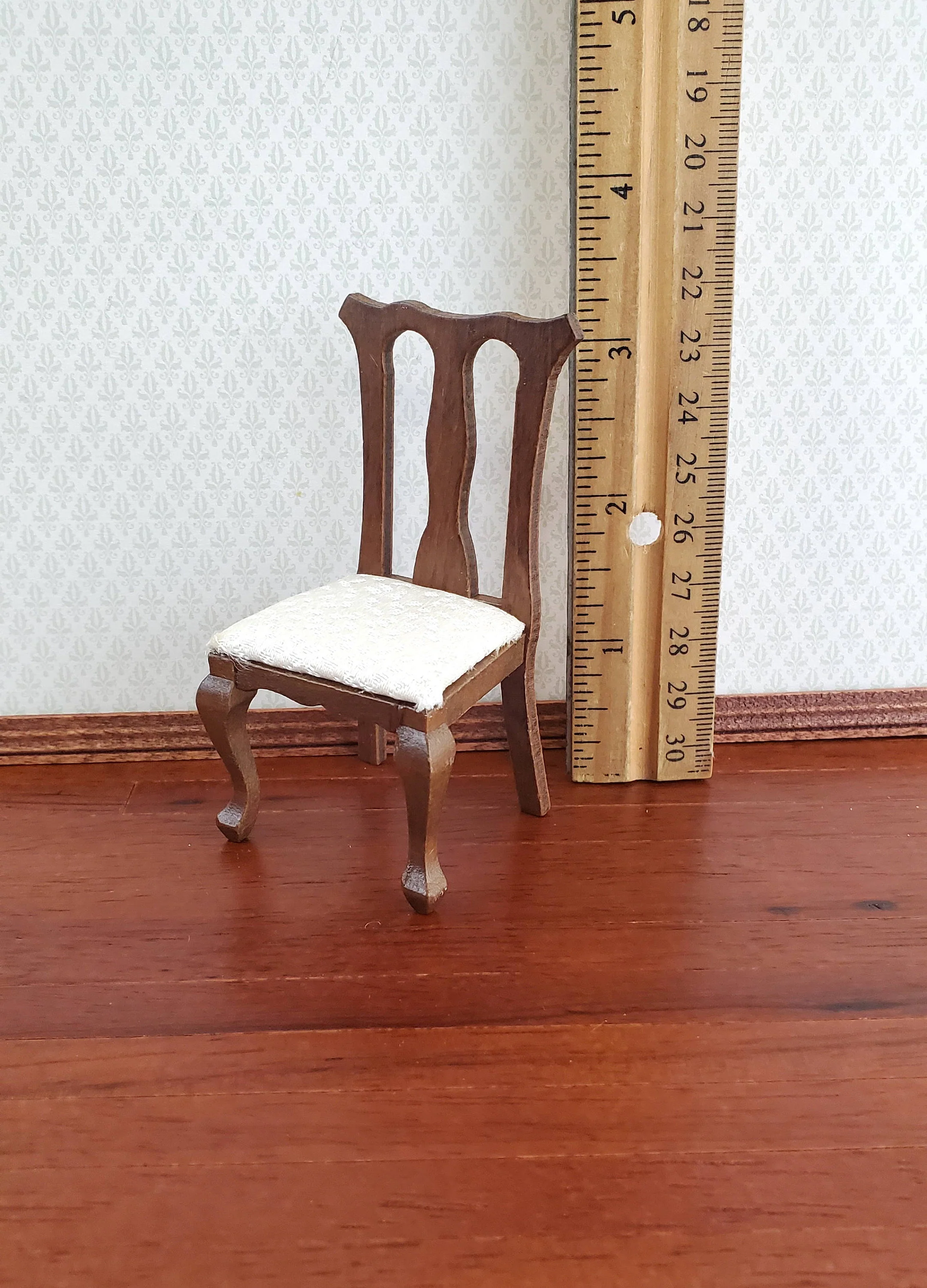 Dollhouse Chair for Kitchen or Dining Room White Seat 1:12 Miniature Furniture - Image 4