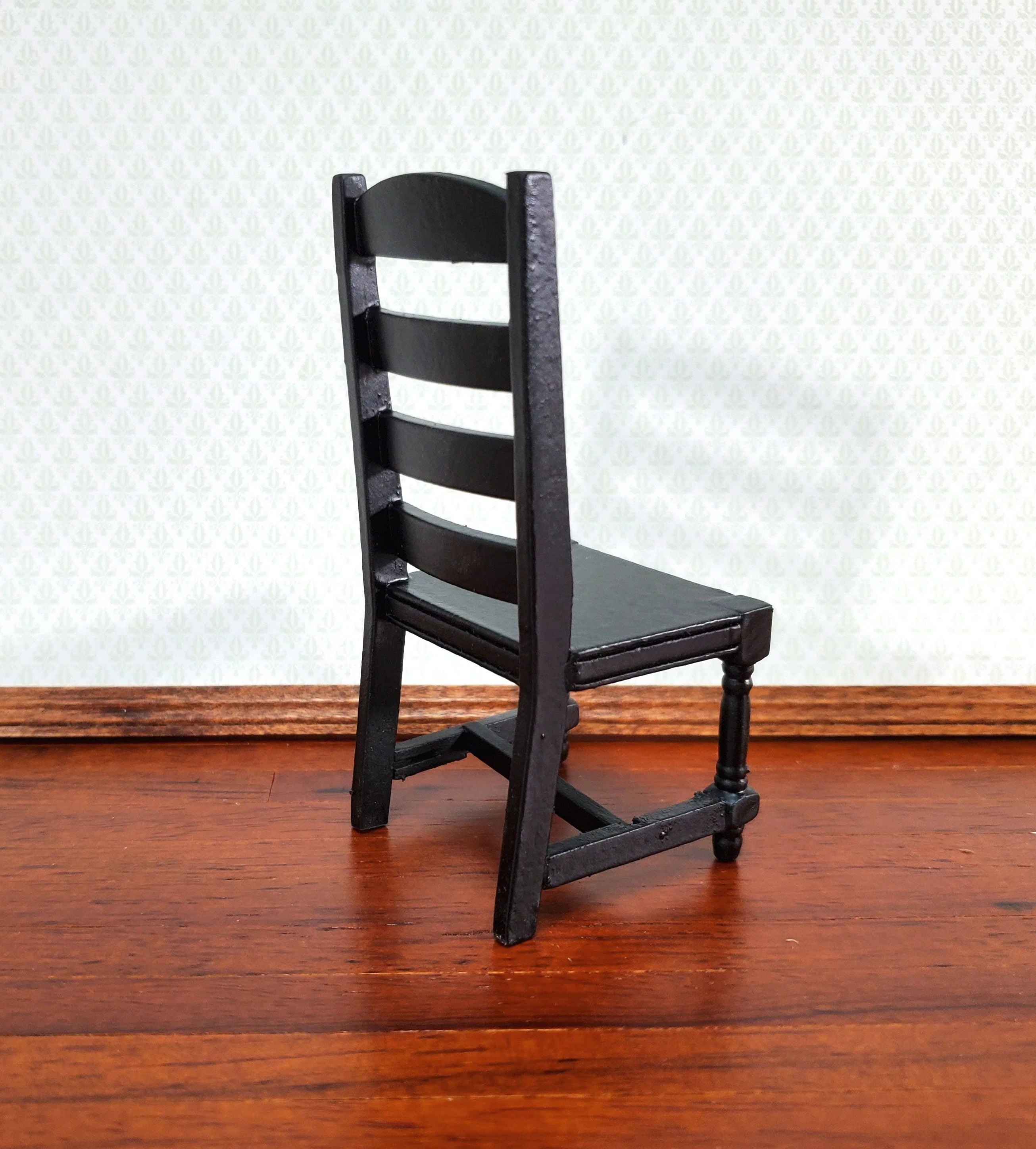 Dollhouse Chair Ladderback for Kitchen or Dining Room Black 1:12 Scale Miniature Furniture - Image 3