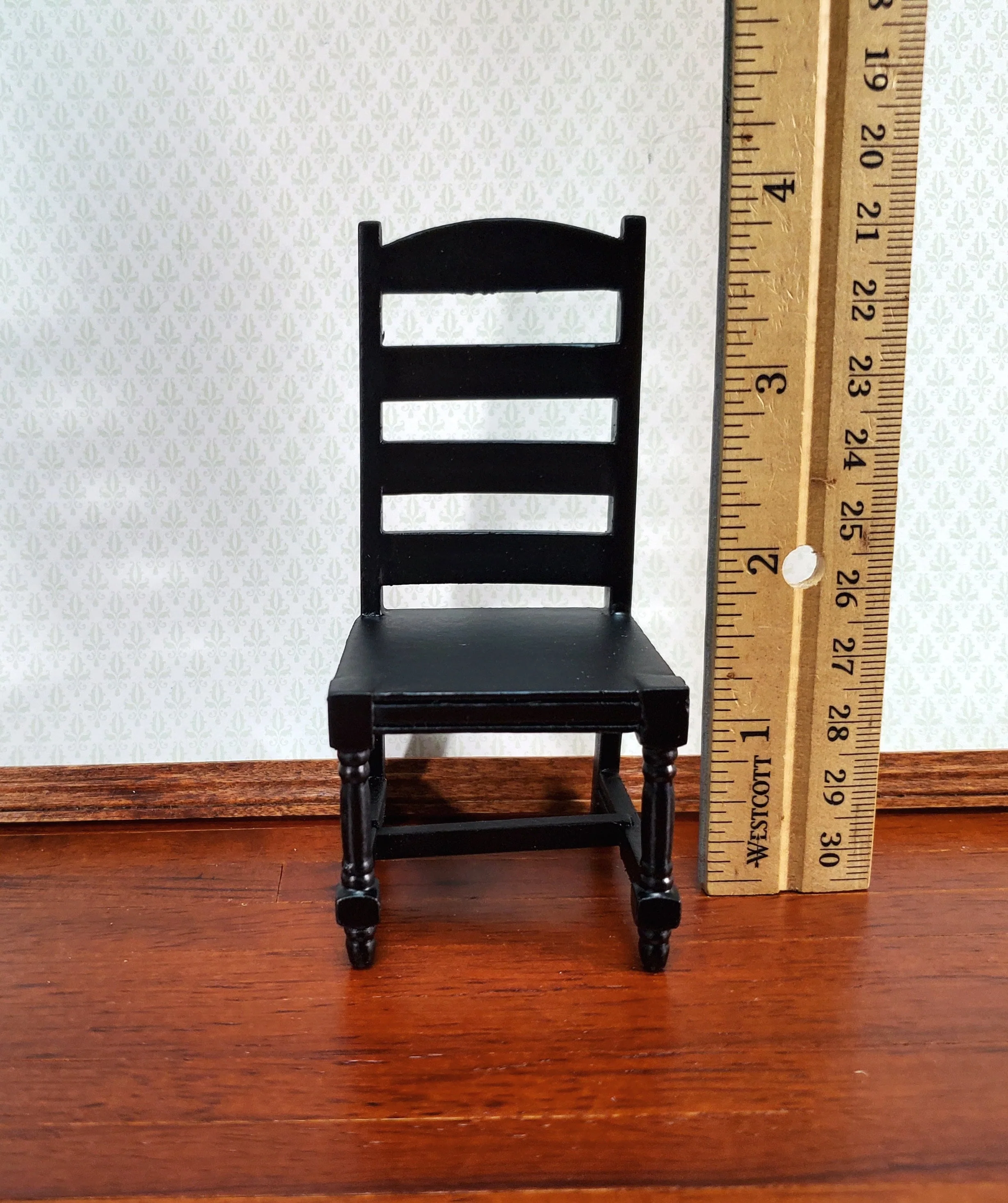 Dollhouse Chair Ladderback for Kitchen or Dining Room Black 1:12 Scale Miniature Furniture - Image 4