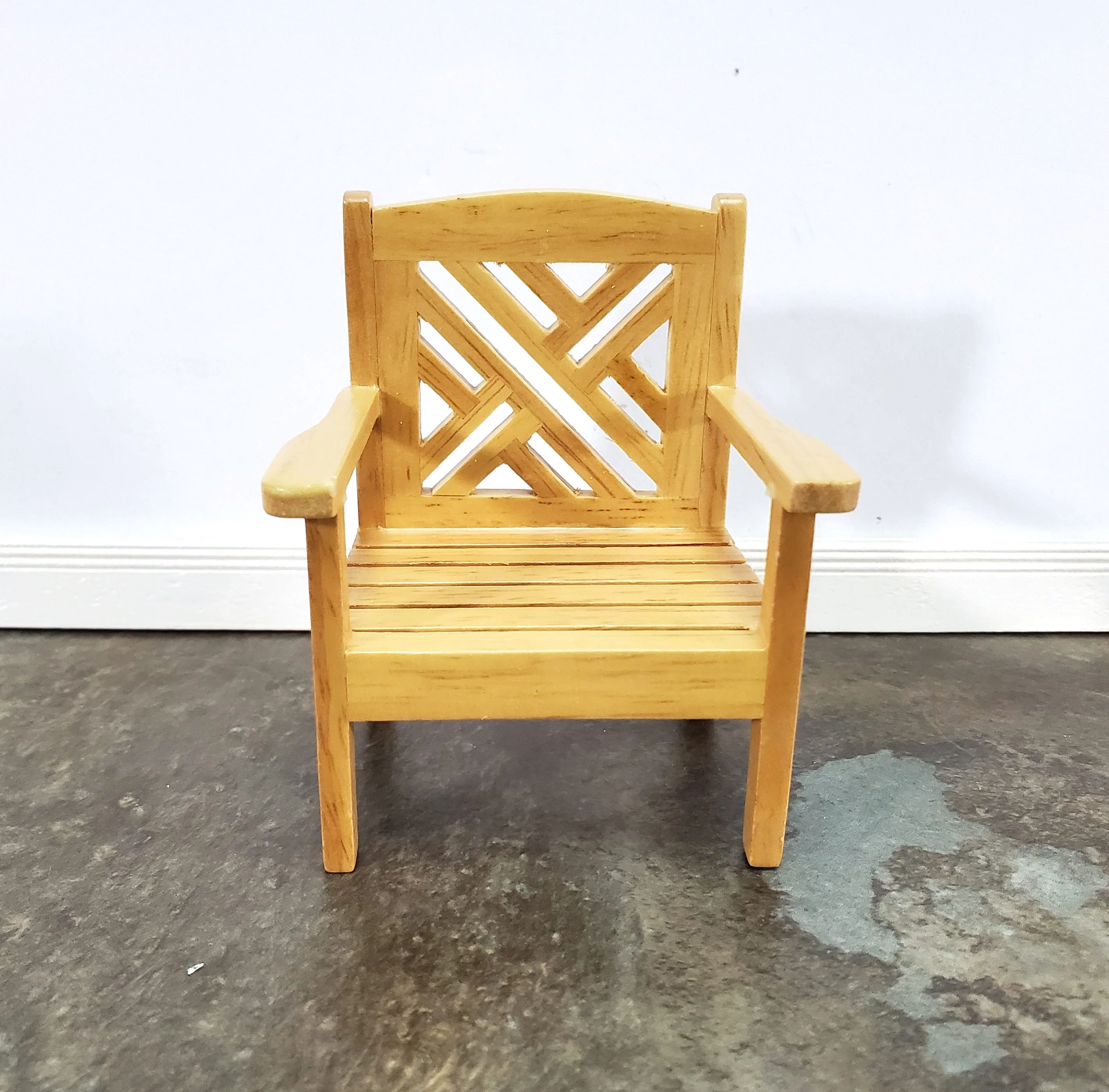 Dollhouse Chair Outdoor Garden Porch Patio Light Oak 1:12 Scale Miniature Furniture - Image 2
