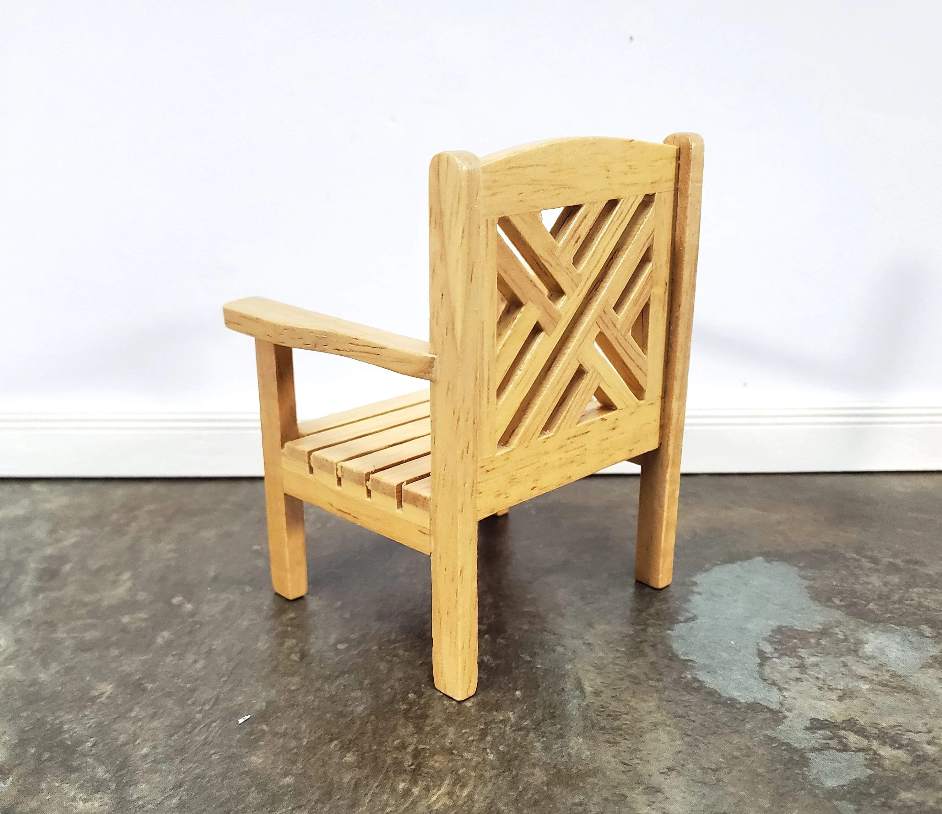 Dollhouse Chair Outdoor Garden Porch Patio Light Oak 1:12 Scale Miniature Furniture - Image 3