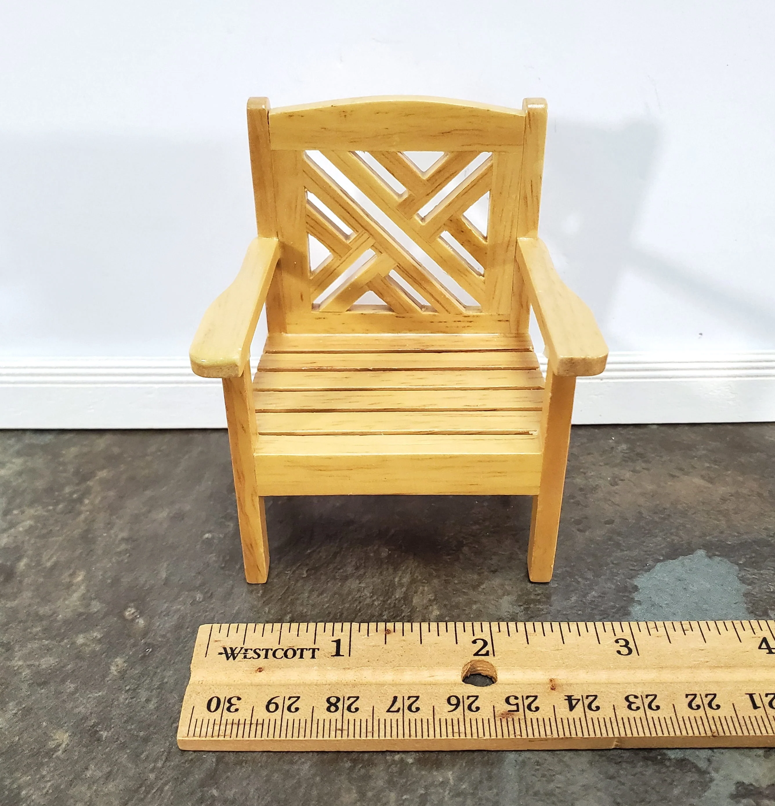 Dollhouse Chair Outdoor Garden Porch Patio Light Oak 1:12 Scale Miniature Furniture - Image 5