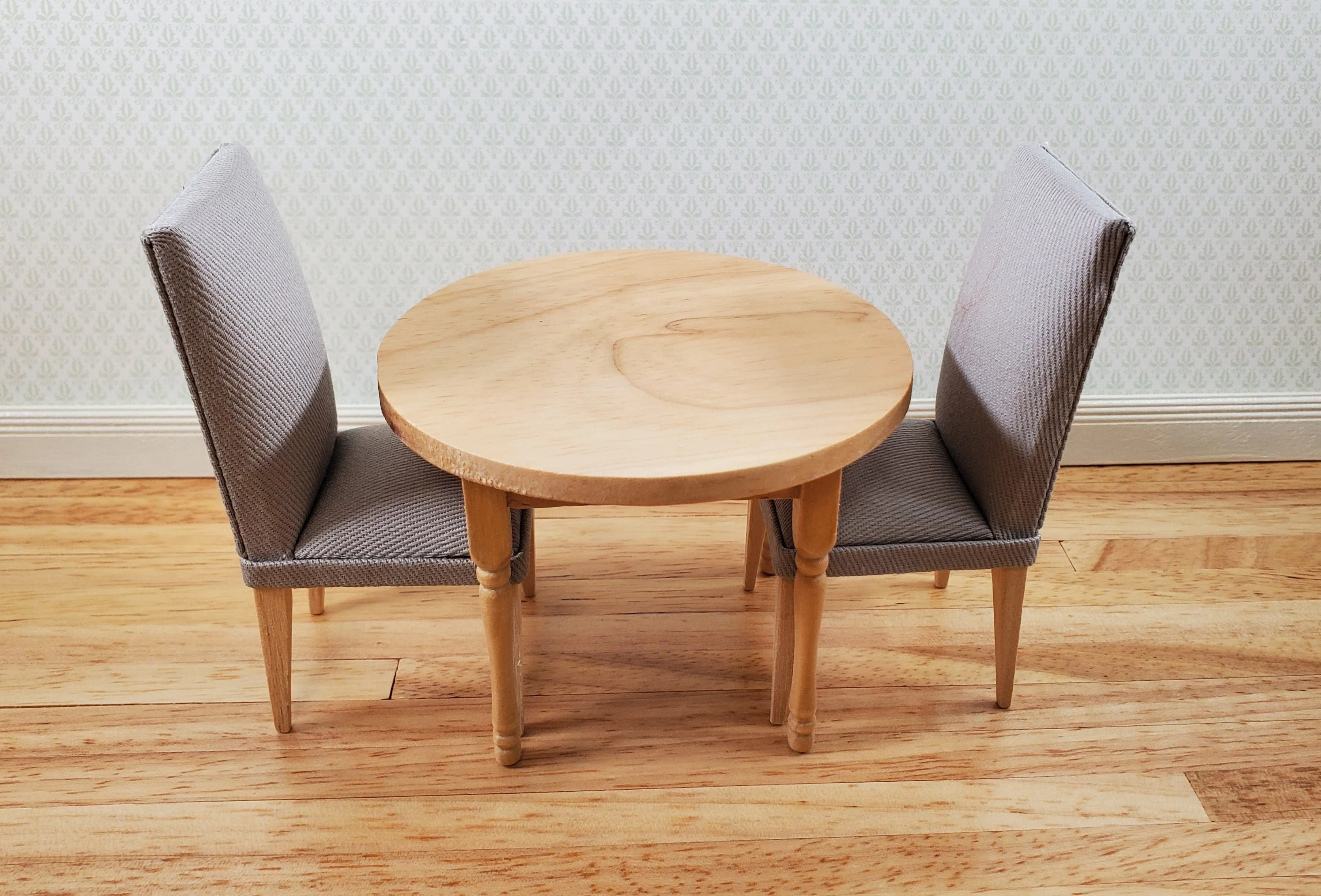 Dollhouse Chairs Modern Style Set of 2 Gray Fabric 1:12 Scale Miniature Furniture - Image 4