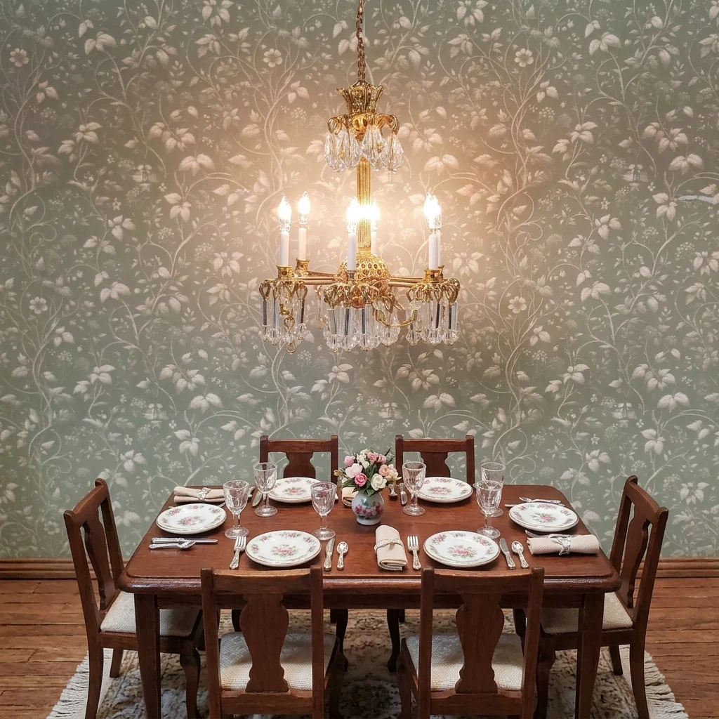 Dollhouse Chandelier 6 Arm Real Glass Crystals 12 Volt 1:12 Scale - Image 2