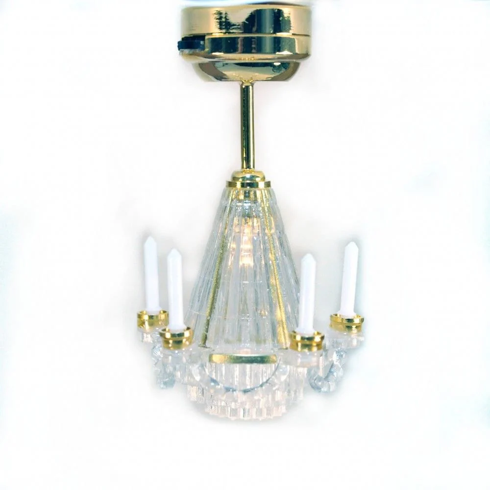 Dollhouse Chandelier Ceiling Light with Candles Battery Operated 1:12 Scale - Image 4