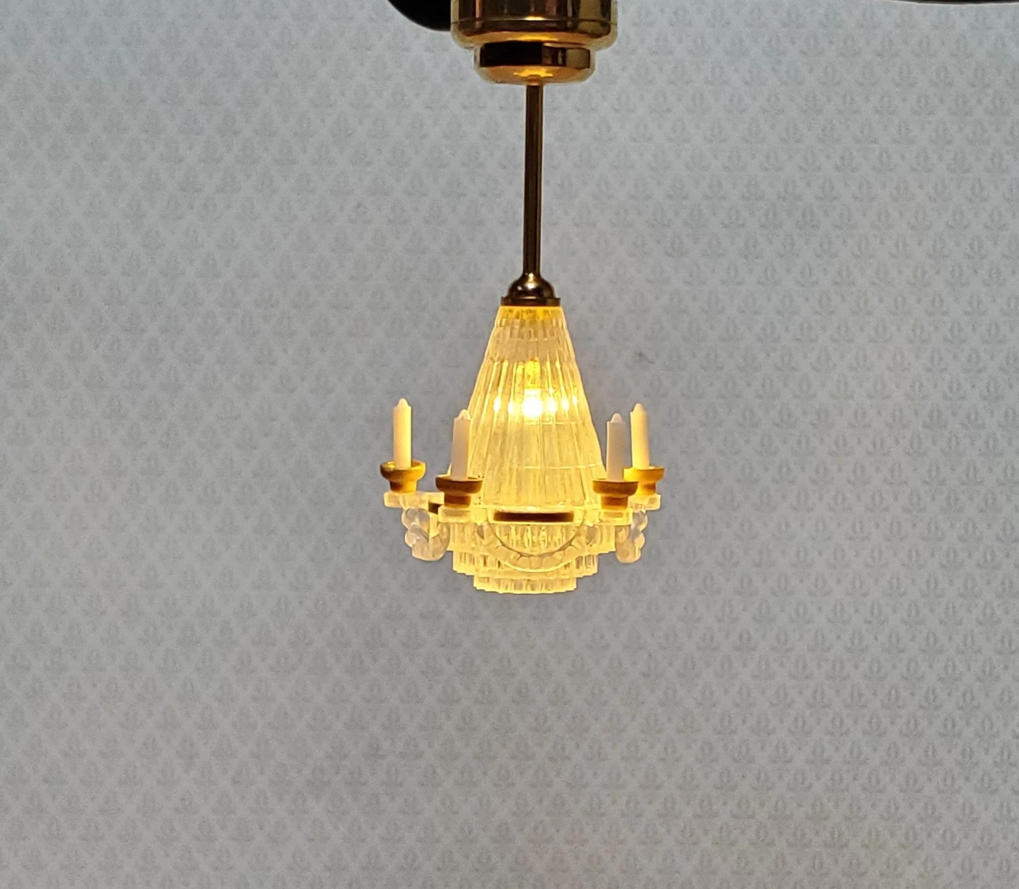 Dollhouse Chandelier Ceiling Light with Candles Battery Operated 1:12 Scale Miniature
