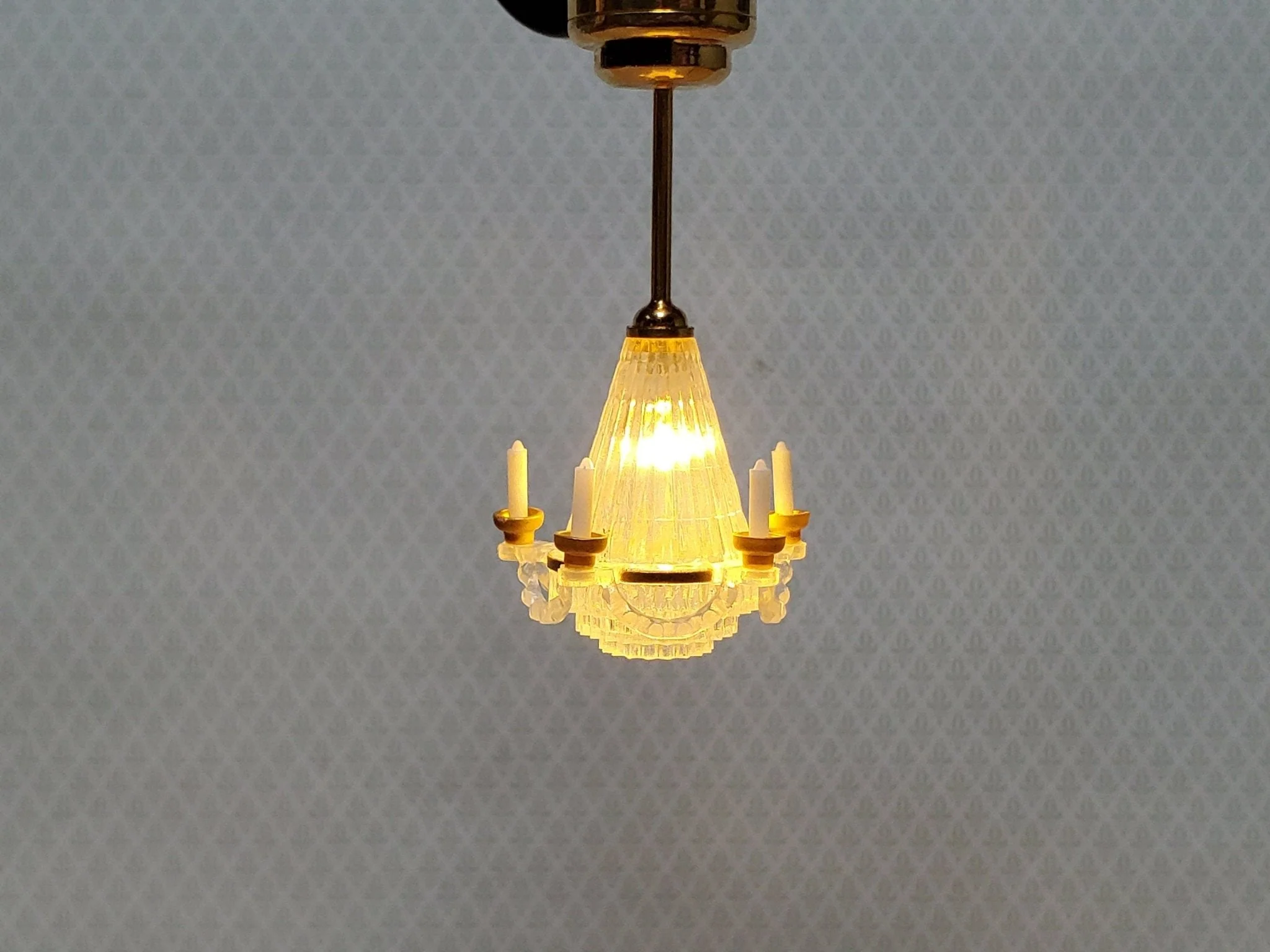 Dollhouse Chandelier Ceiling Light with Candles Battery Operated 1:12 Scale Miniature - Image 3