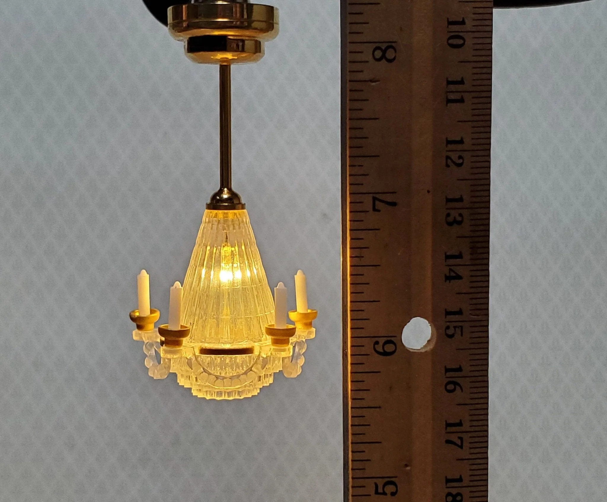 Dollhouse Chandelier Ceiling Light with Candles Battery Operated 1:12 Scale Miniature - Image 5