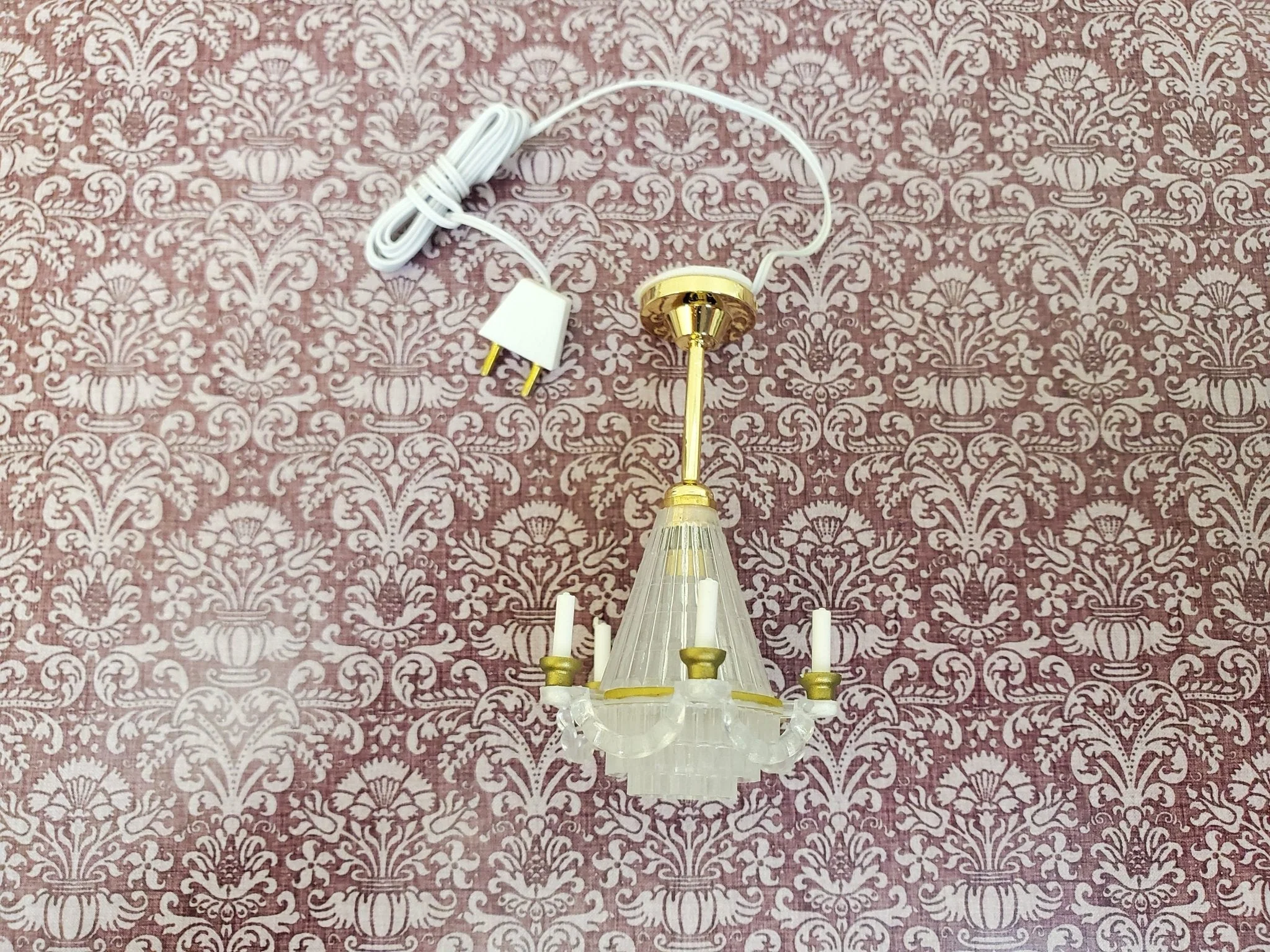 Dollhouse Chandelier Electric 12 Volt with Plug 1:12 Scale Miniature - Image 4