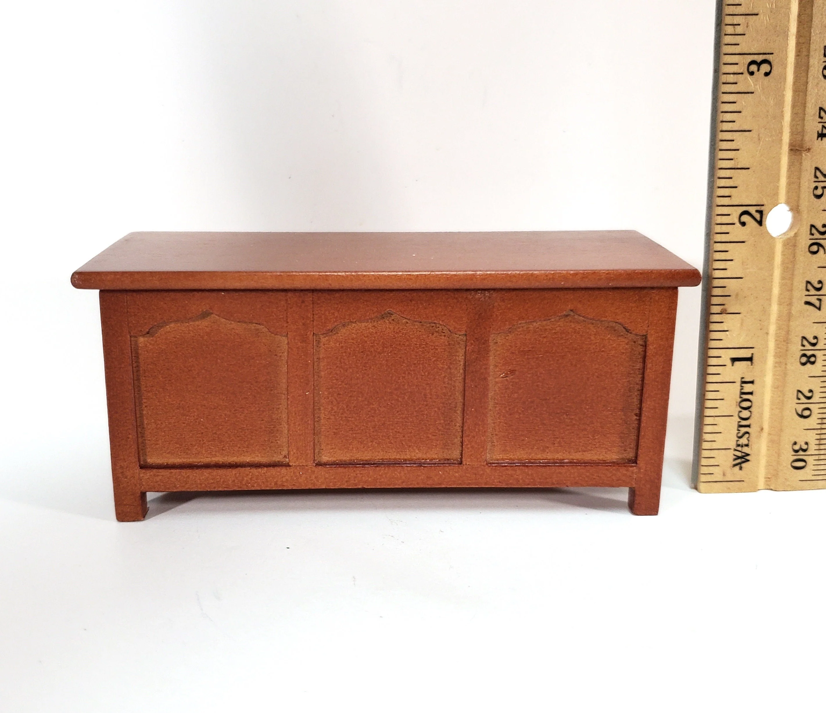 Dollhouse Chest Blanket Trunk 1:12 Scale Miniature Furniture Walnut Finish - Image 4