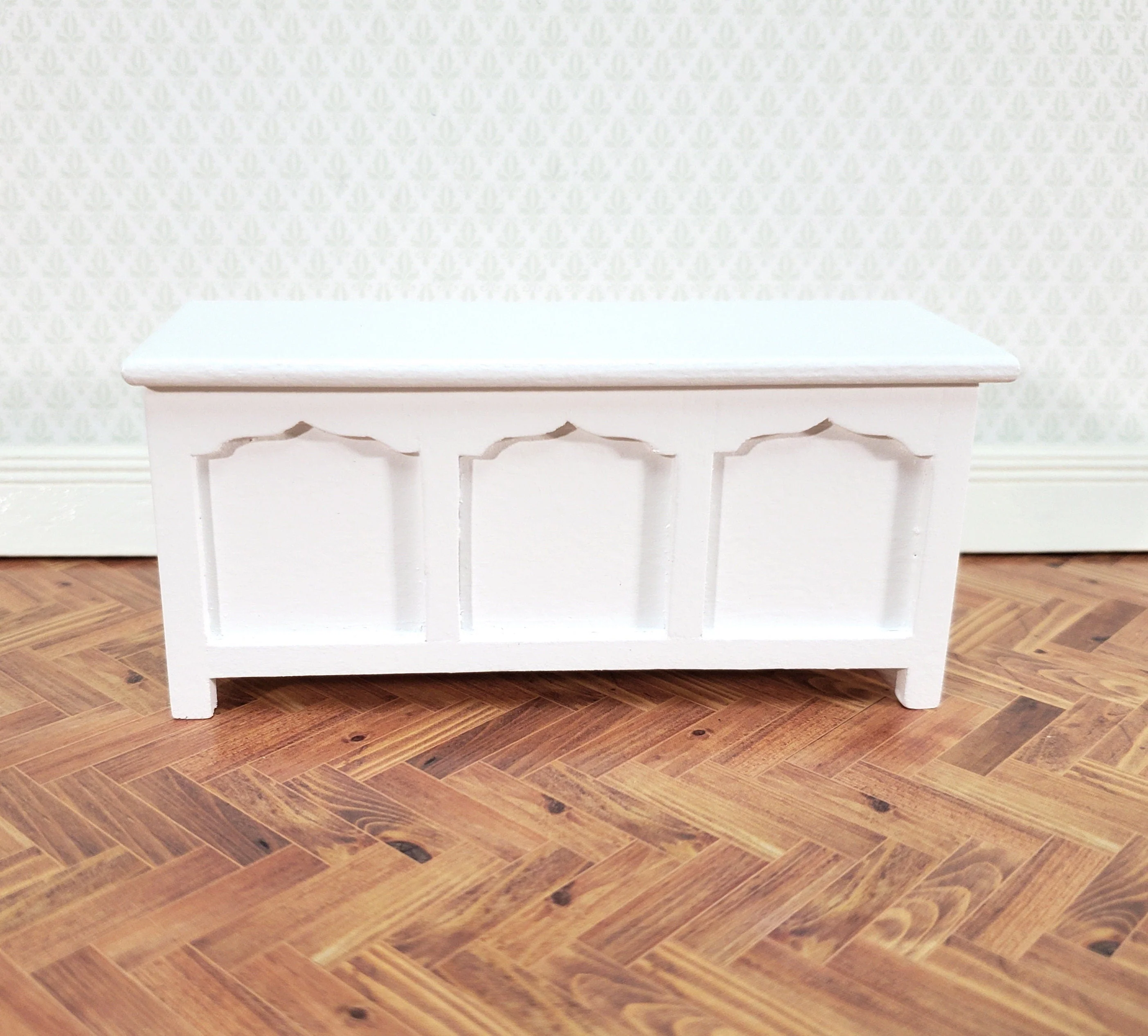 Dollhouse Chest Blanket Trunk 1:12 Scale Miniature Furniture White Wood - Image 2