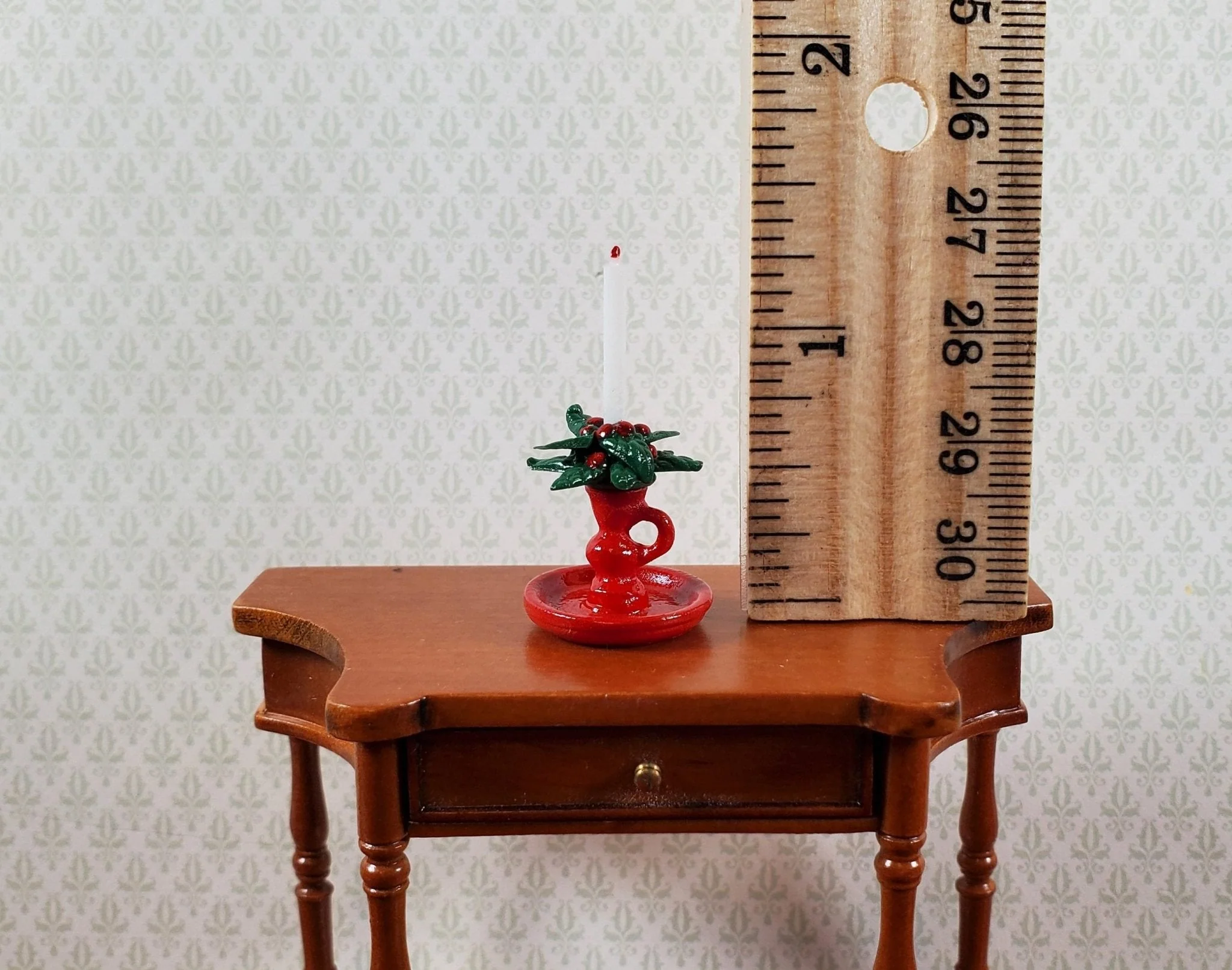 Dollhouse Christmas Candle with Holly Large 1:12 Miniature Holiday Decor - Image 4