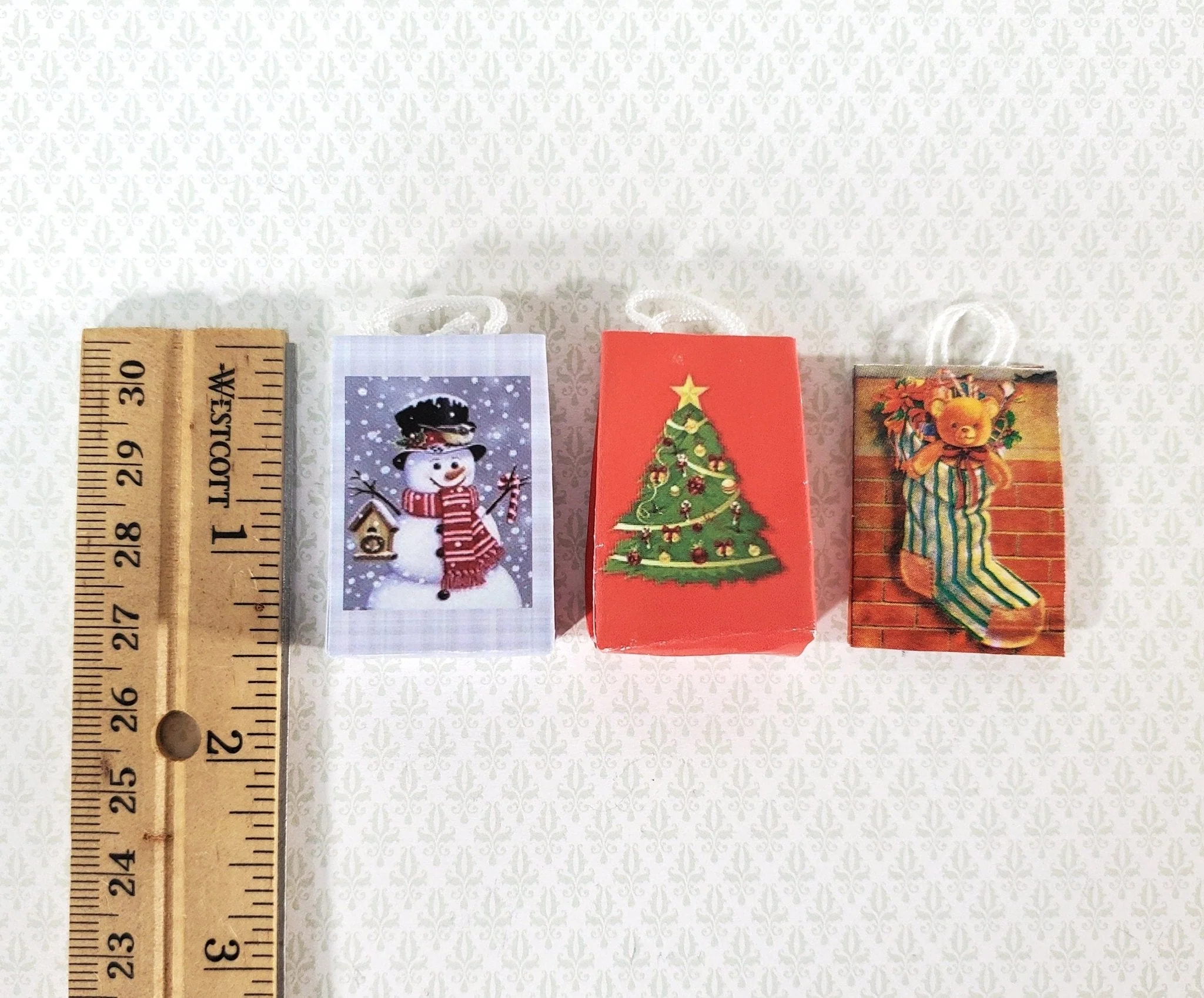 Dollhouse Christmas Holiday Shopping Bags x3 1:12 Scale Miniature Accessories - Image 3