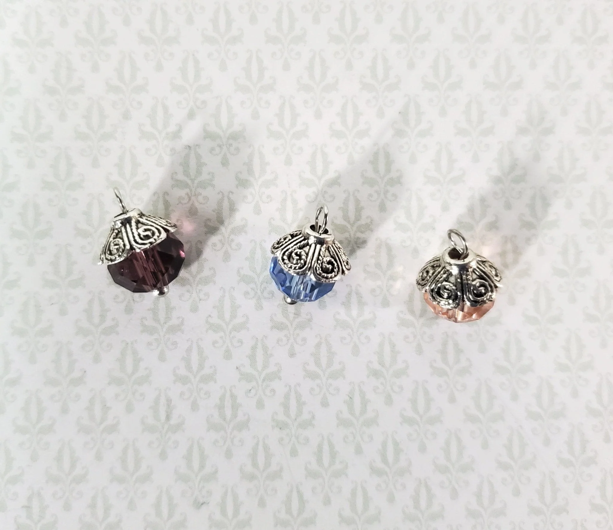 Dollhouse Christmas Ornaments x3 Tiny Crystal Bulbs 1:12 Scale Handmade - Image 2