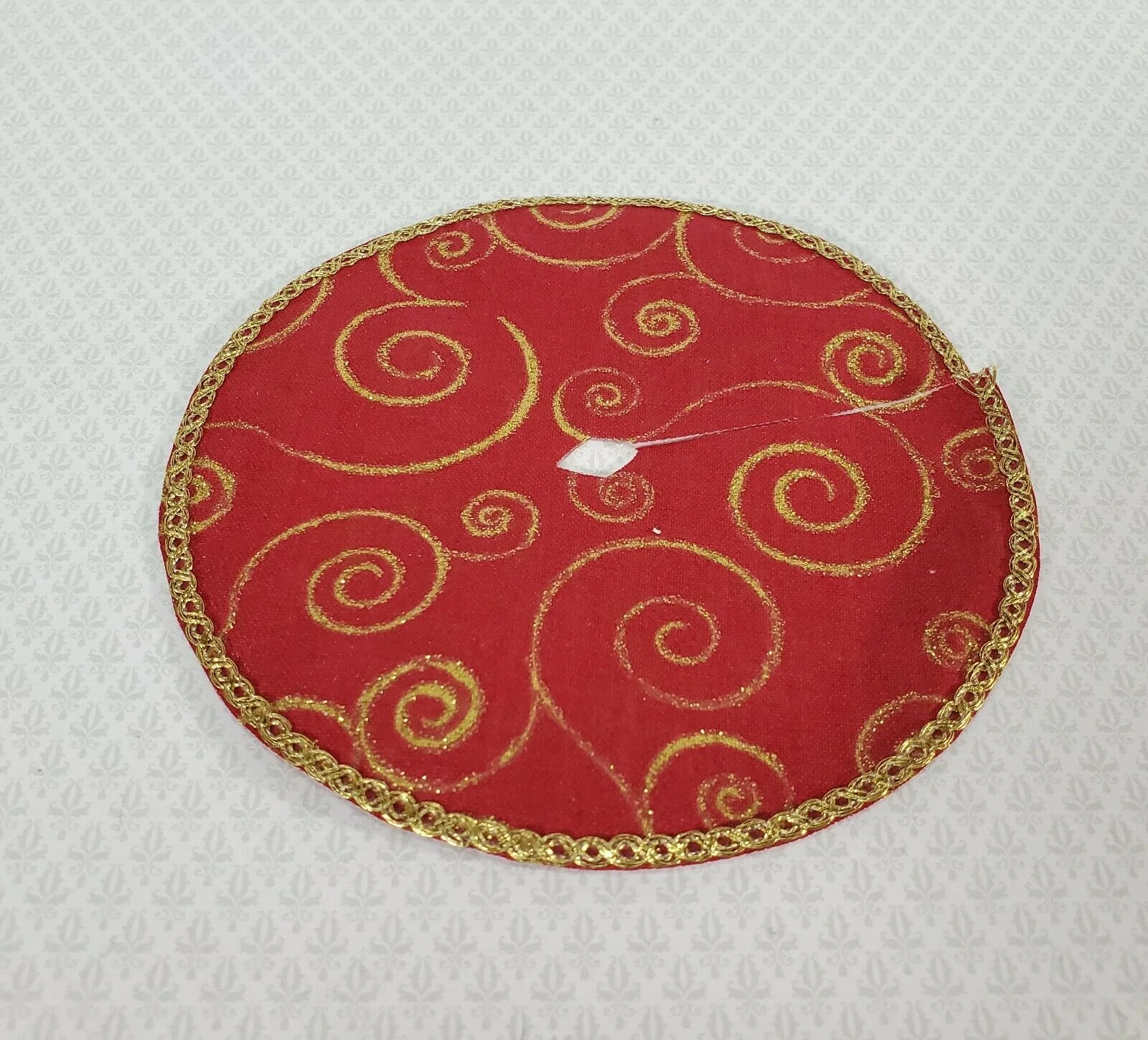 Dollhouse Christmas Tree Skirt Miniature Holiday Decorating 1:12 Scale Fabric - Image 2
