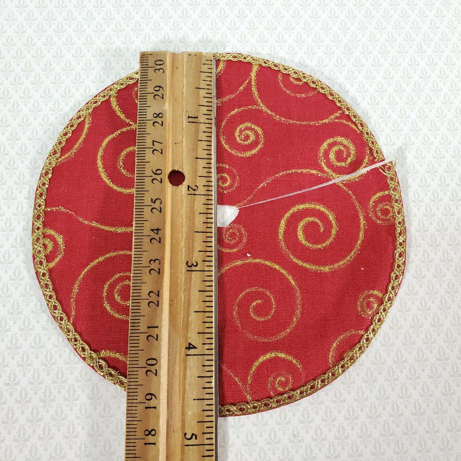 Dollhouse Christmas Tree Skirt Miniature Holiday Decorating 1:12 Scale Fabric - Image 3