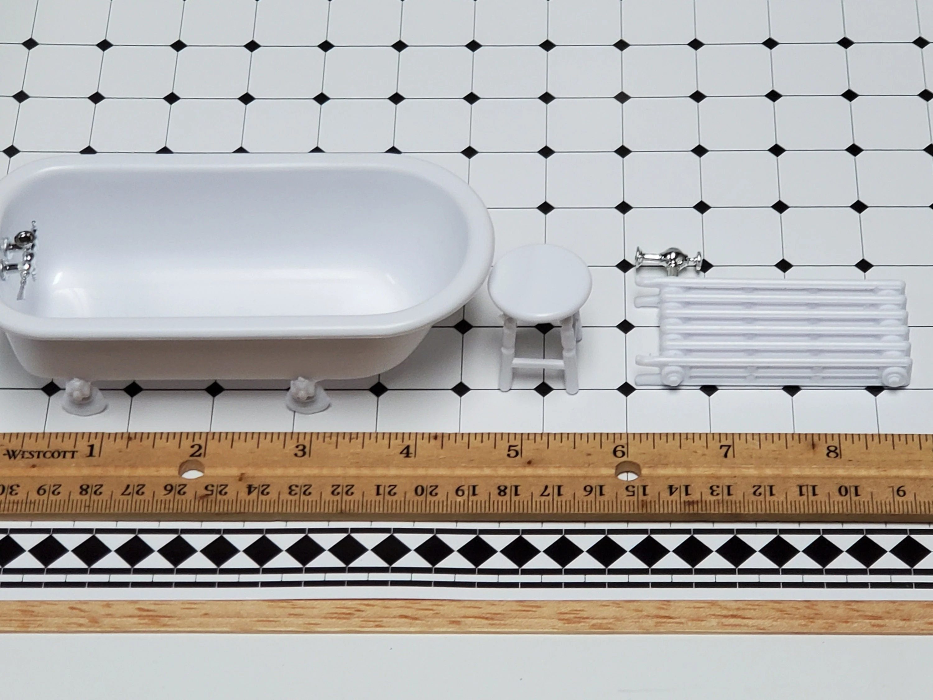 Dollhouse Chrysnbon Bathroom KIT Victorian Style Plastic 1:12 Scale Miniature Bathtub Toilet Sink - Image 9
