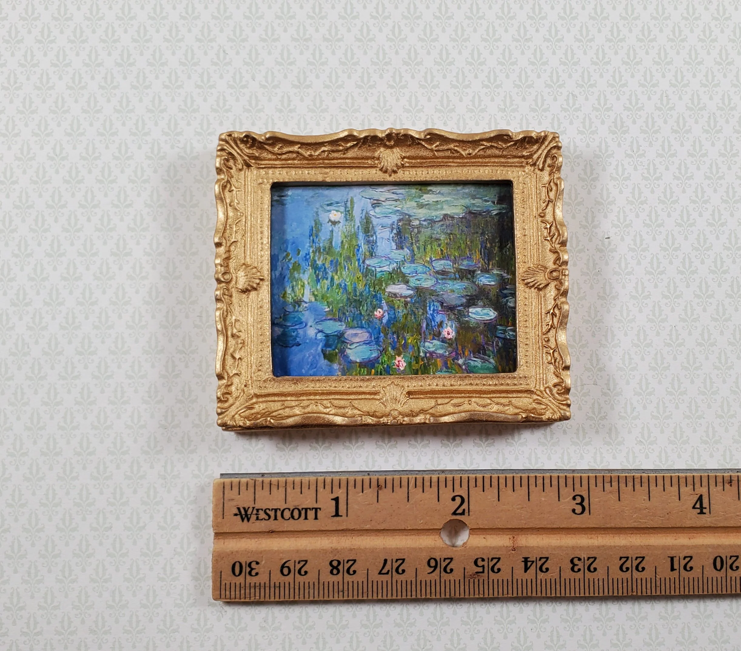 Dollhouse Claude Monet Water Lilies Framed Print 1:12 Handmade - Image 4