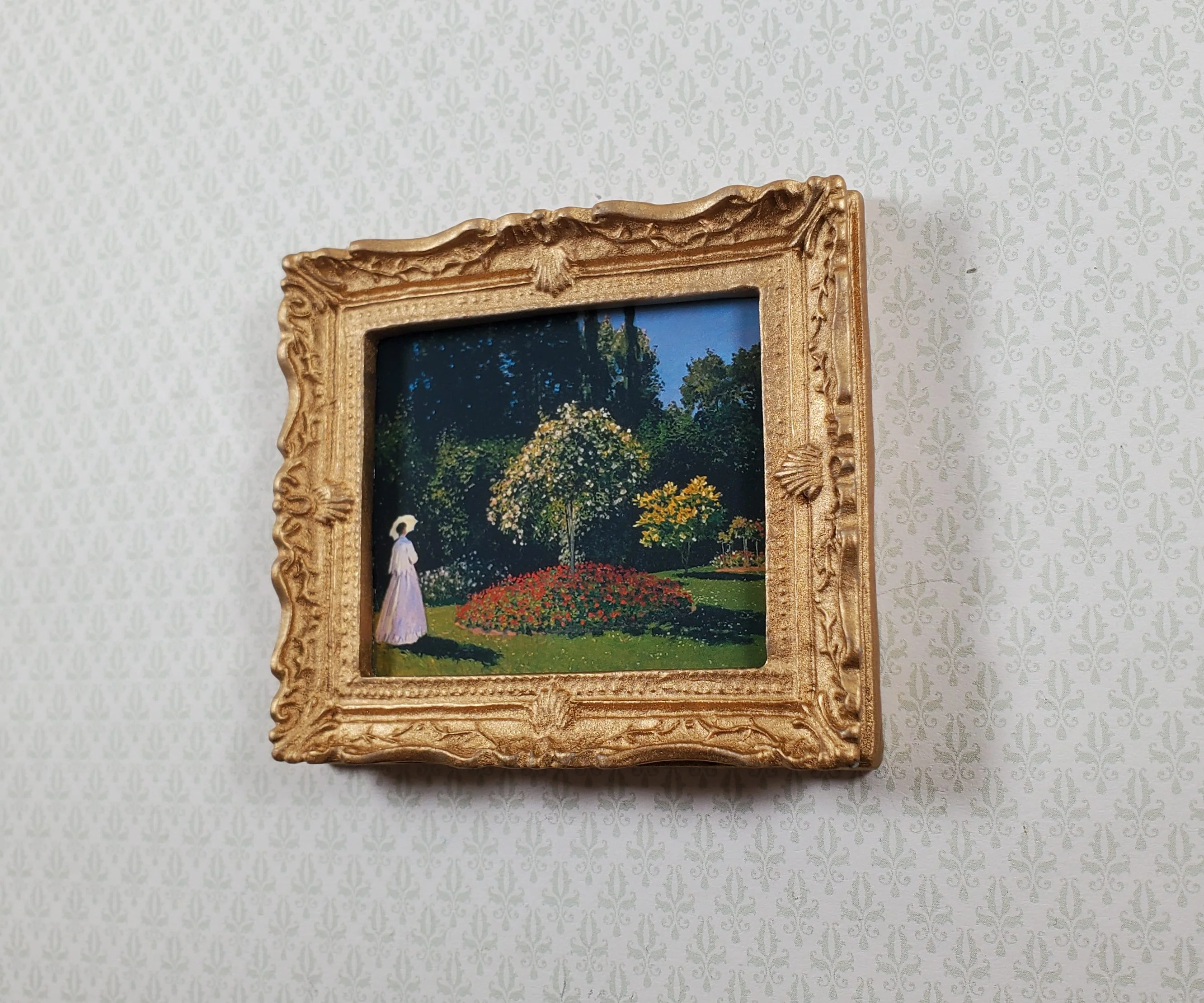 Dollhouse Claude Monet Woman in the Garden Framed Print 1:12 Handmade - Image 3