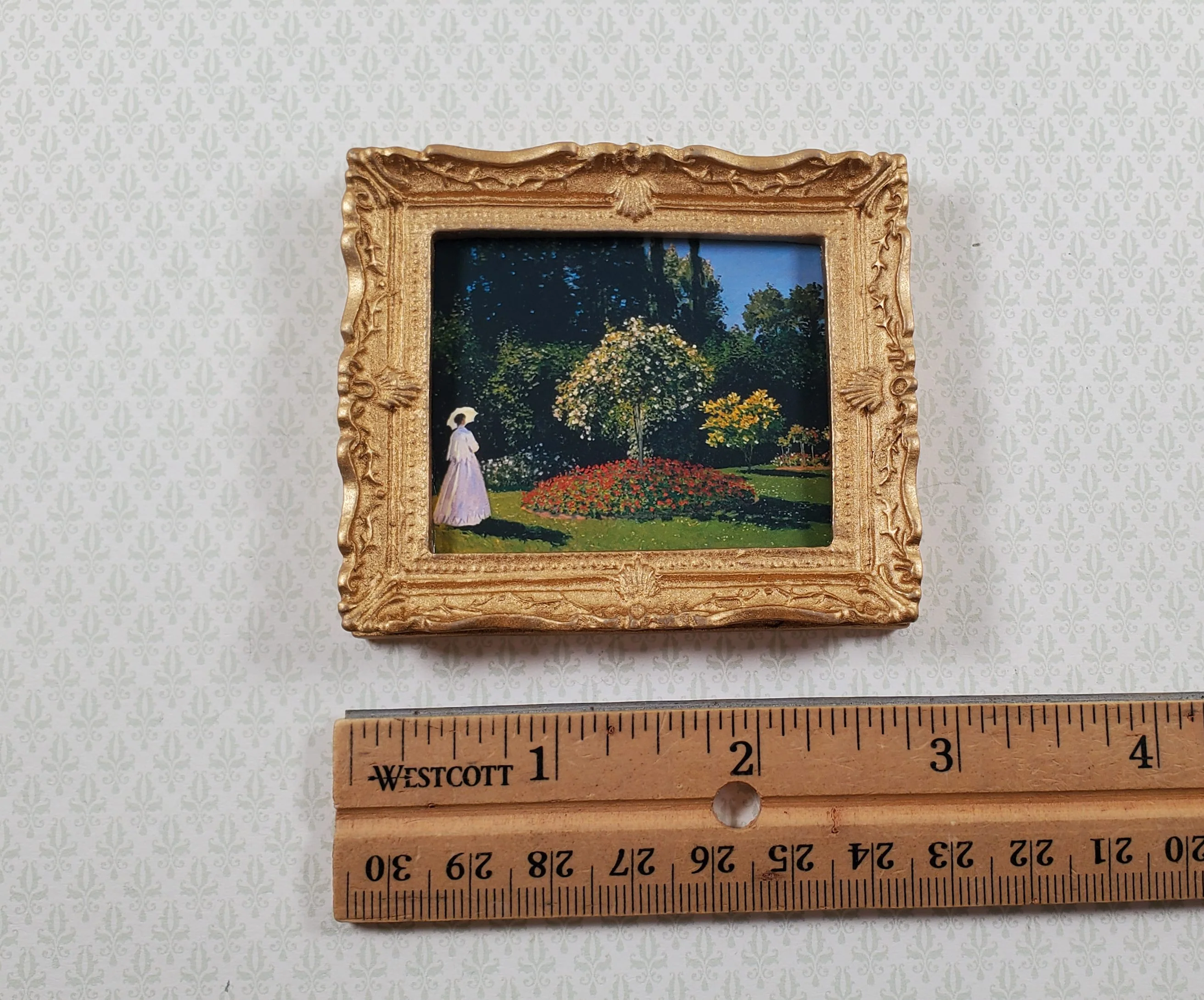 Dollhouse Claude Monet Woman in the Garden Framed Print 1:12 Handmade - Image 4