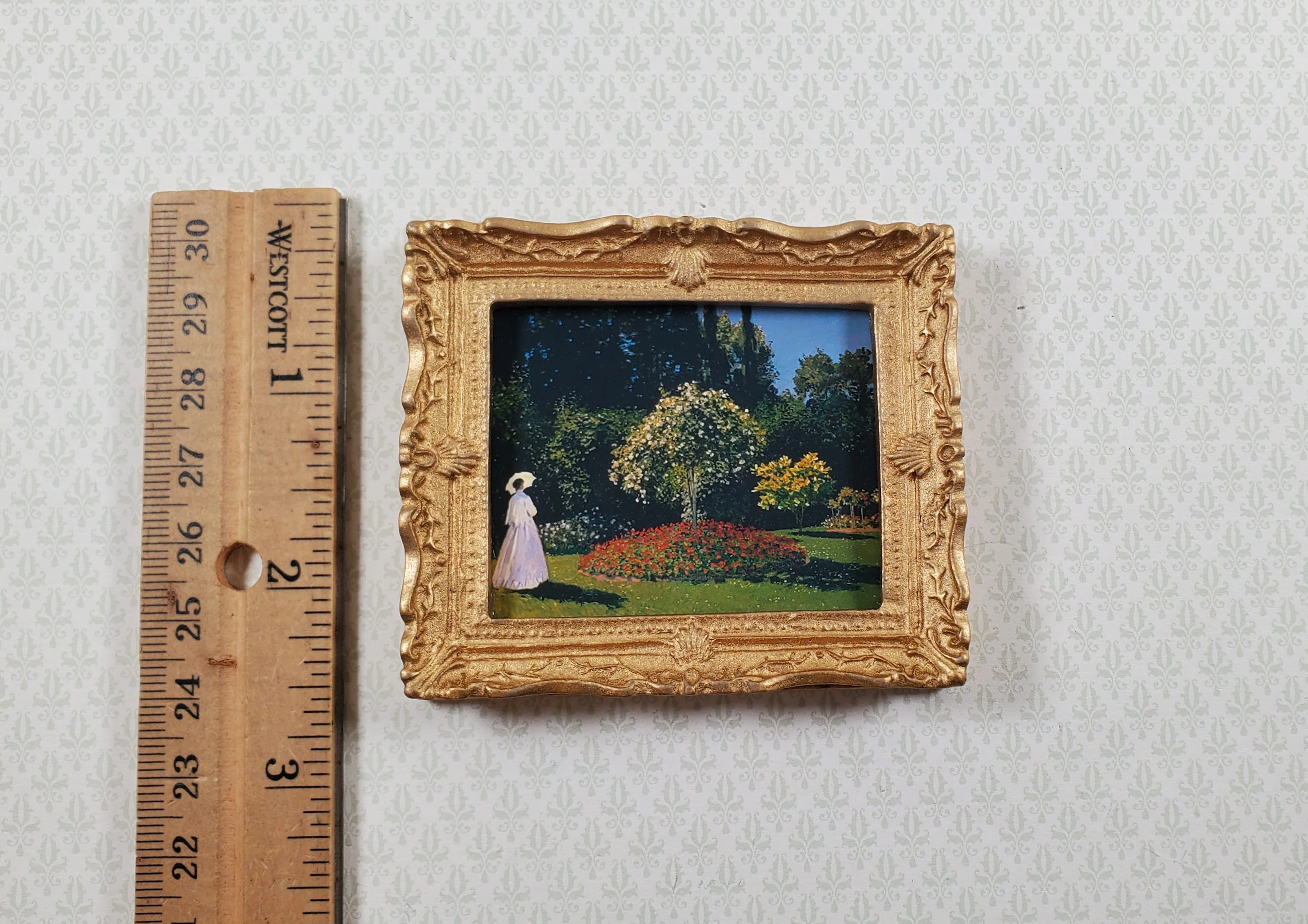 Dollhouse Claude Monet Woman in the Garden Framed Print 1:12 Handmade - Image 5