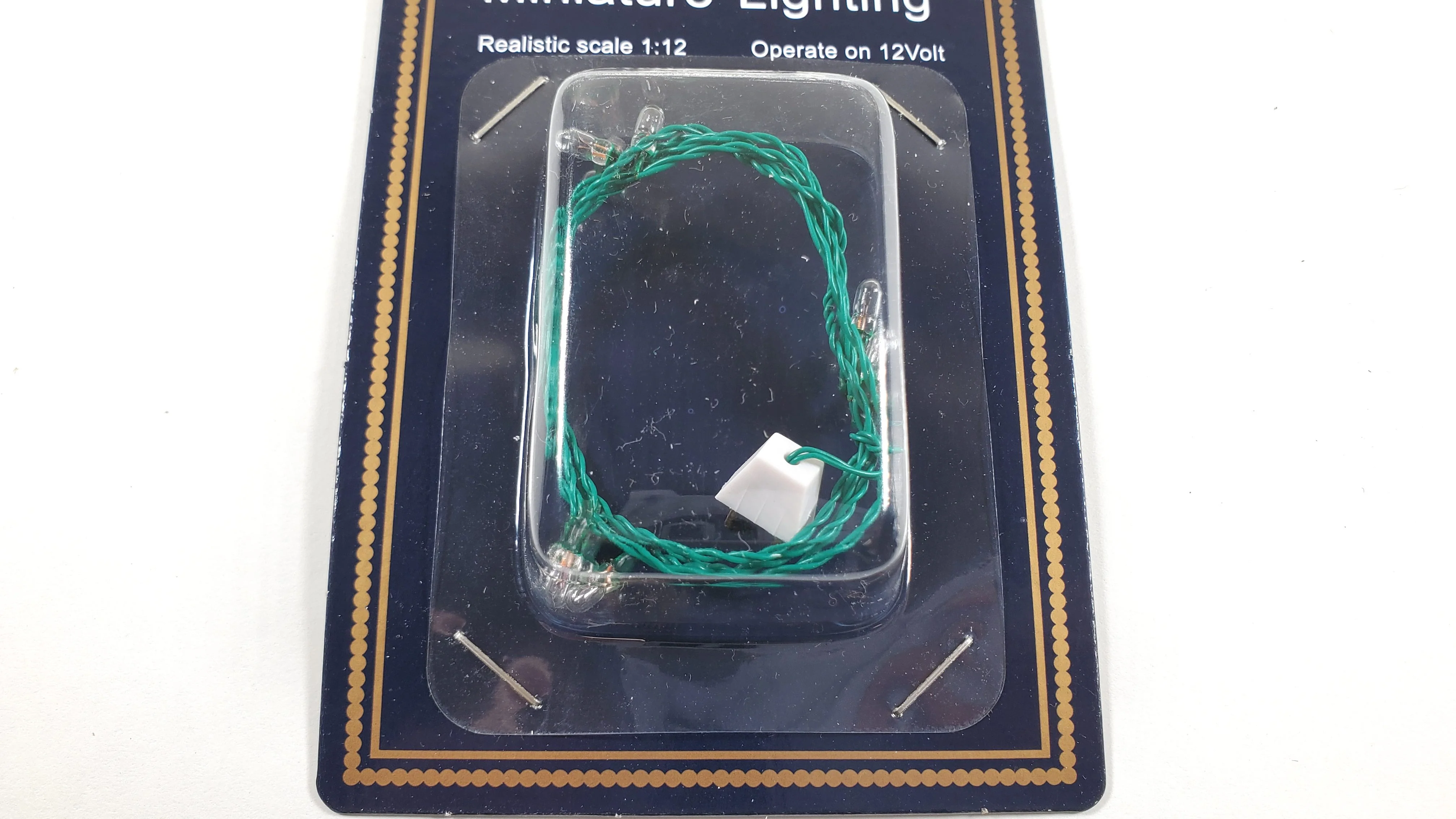 Dollhouse Clear Christmas Lights 12 Volt with Plug Green Wire 12 Bulbs - Image 2