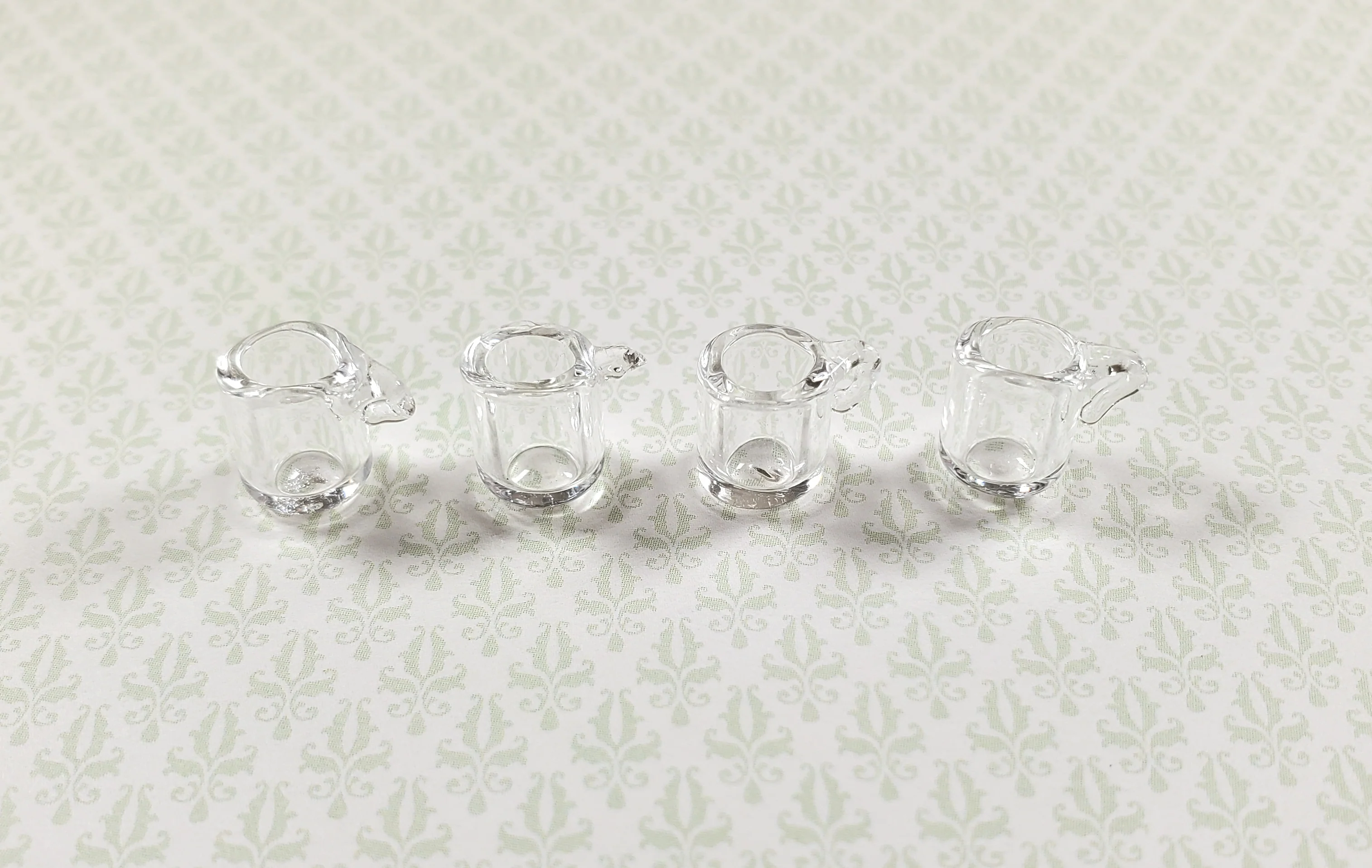 Dollhouse Clear Glass Mugs with Handle Set of 4 1:12 Scale Miniature Kitchen