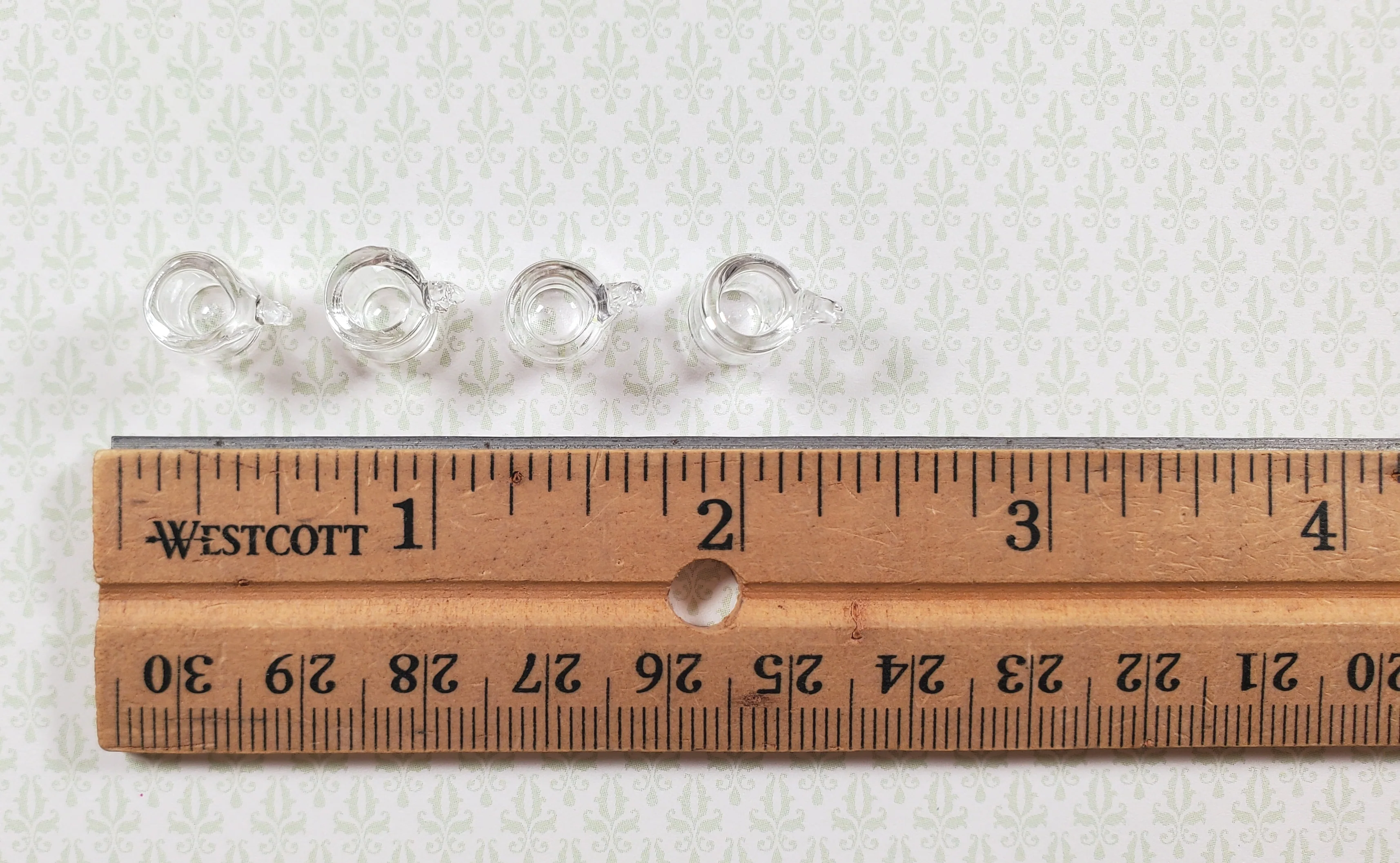 Dollhouse Clear Glass Mugs with Handle Set of 4 1:12 Scale Miniature Kitchen - Image 3