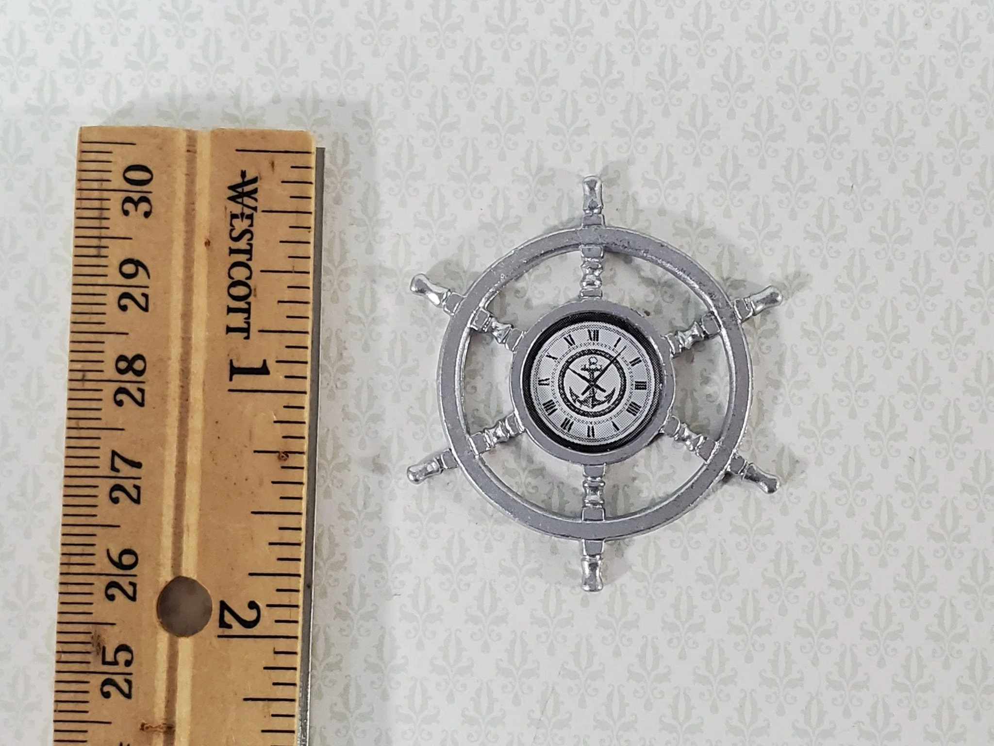 Dollhouse Clock Ship's Wheel Wall Decoration 1:12 Scale Miniature Lighthouse Decor - Image 4