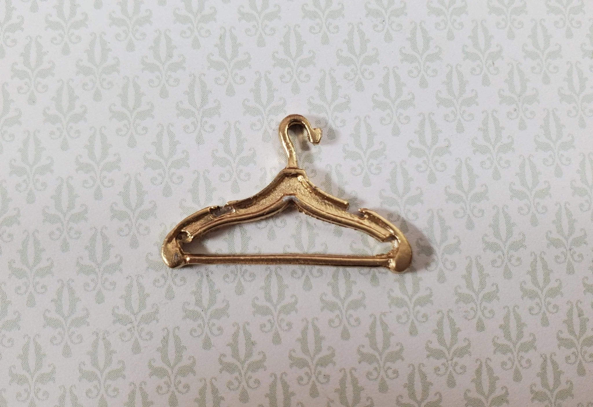 Dollhouse Clothes Hanger Gold Metal 1:12 Scale Miniature Accessory Decor