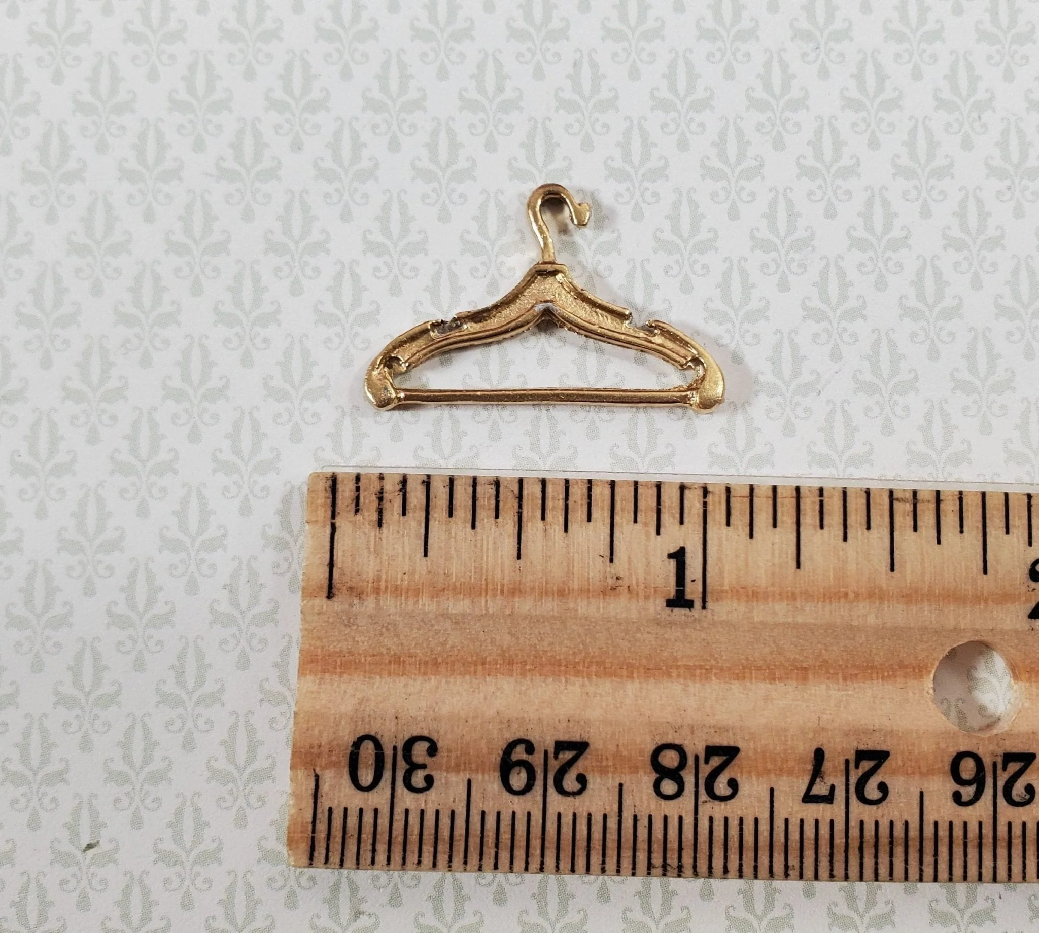 Dollhouse Clothes Hanger Gold Metal 1:12 Scale Miniature Accessory Decor - Image 3