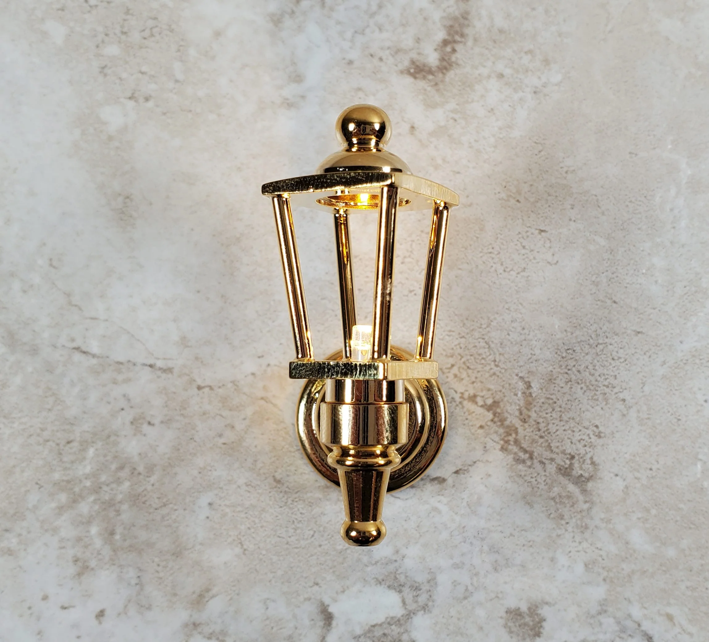 Dollhouse Coach Lamp Gold Metal Large Wand Battery Operated 1:12 Scale Miniature - Image 2