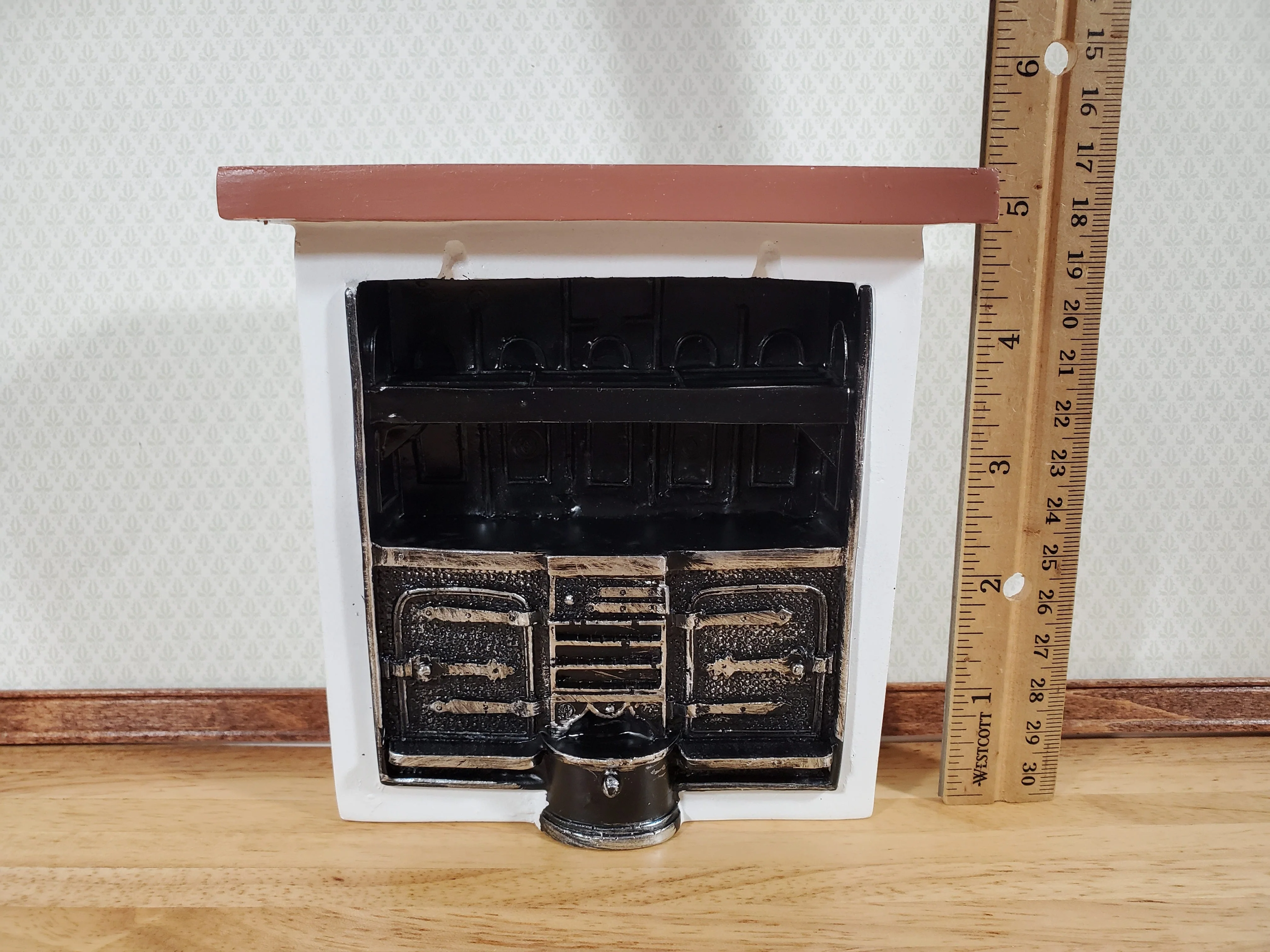 Dollhouse Coal Burning Range Stove Vintage Style with Surround 1:12 Scale Miniature - Image 5