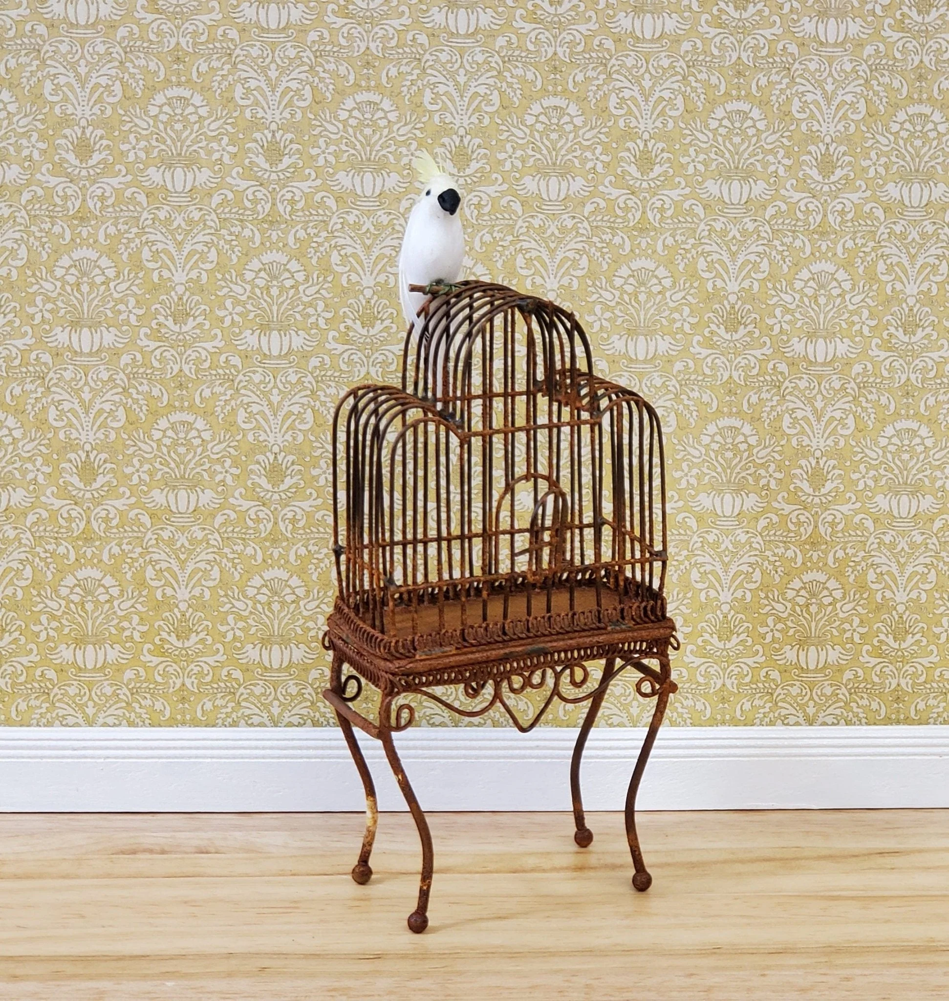Dollhouse Cockatoo Bird White and Yellow Large 1:12 Scale Miniature Pet - Image 3