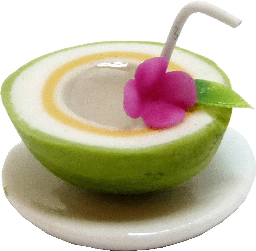 Dollhouse Coconut Cocktail on a Plate 1:12 Scale Miniature Drink