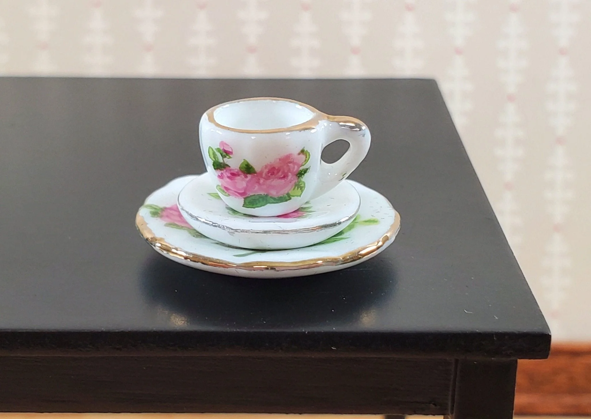 Dollhouse Coffee Set Dinner Plates "English Rose" Ceramic 1:12 Scale Miniature - Image 4