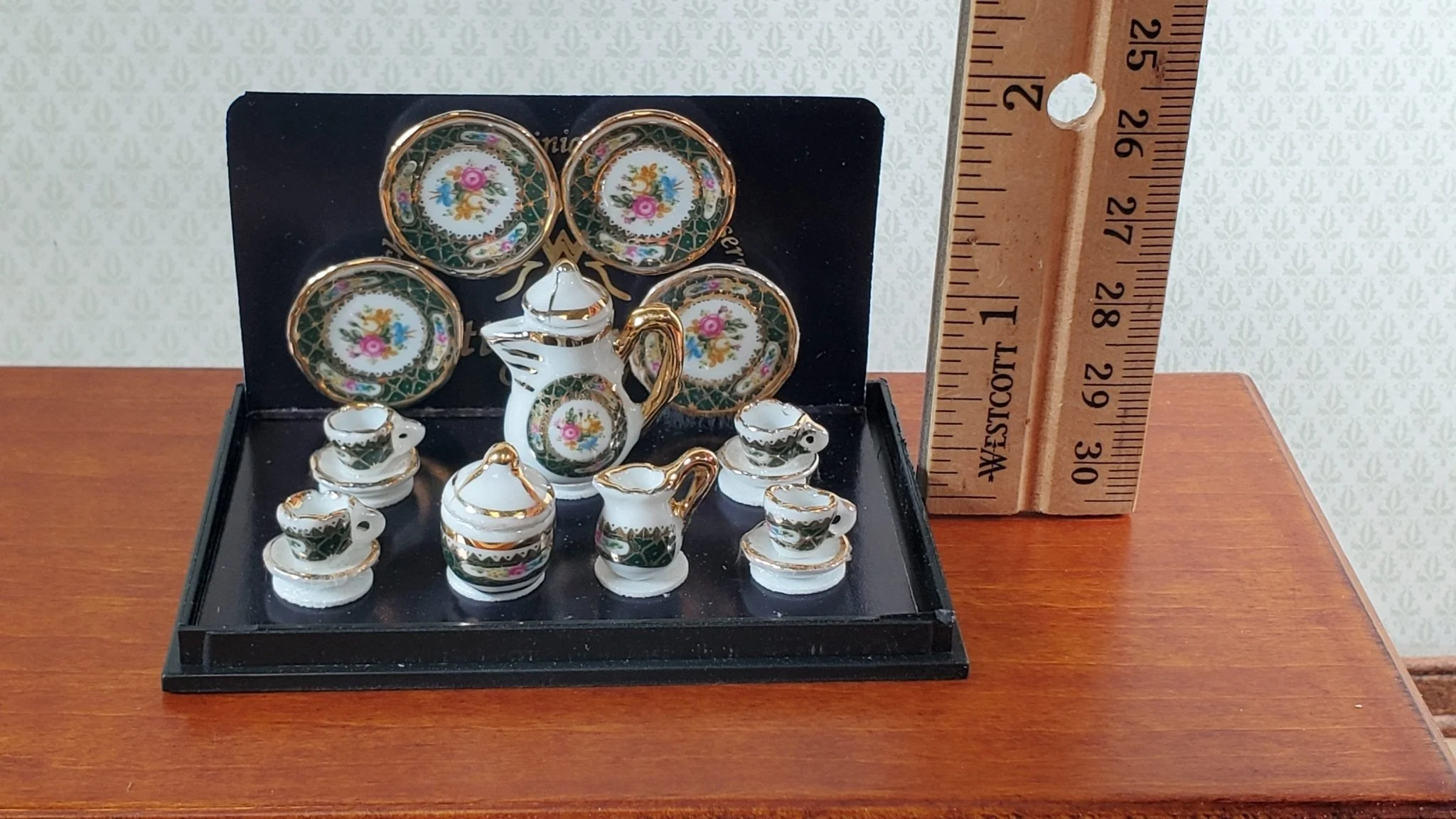 Dollhouse Coffee Set "Irish Gold" Reutter Porcelain 1:12 Scale Miniature Cups Plates ++ - Image 5