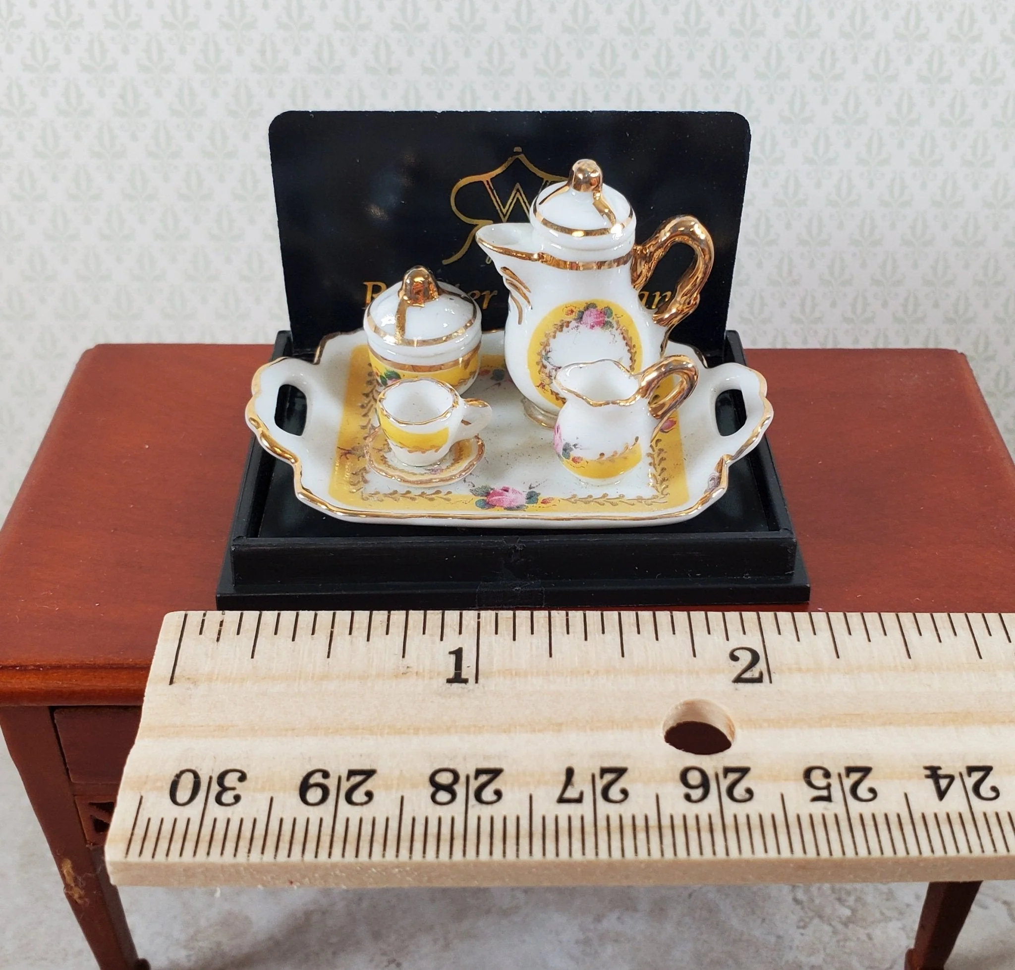 Dollhouse Coffee Tea Set Teapot Teacup Reutter Porcelain 1:12 Scale French Rose - Image 5