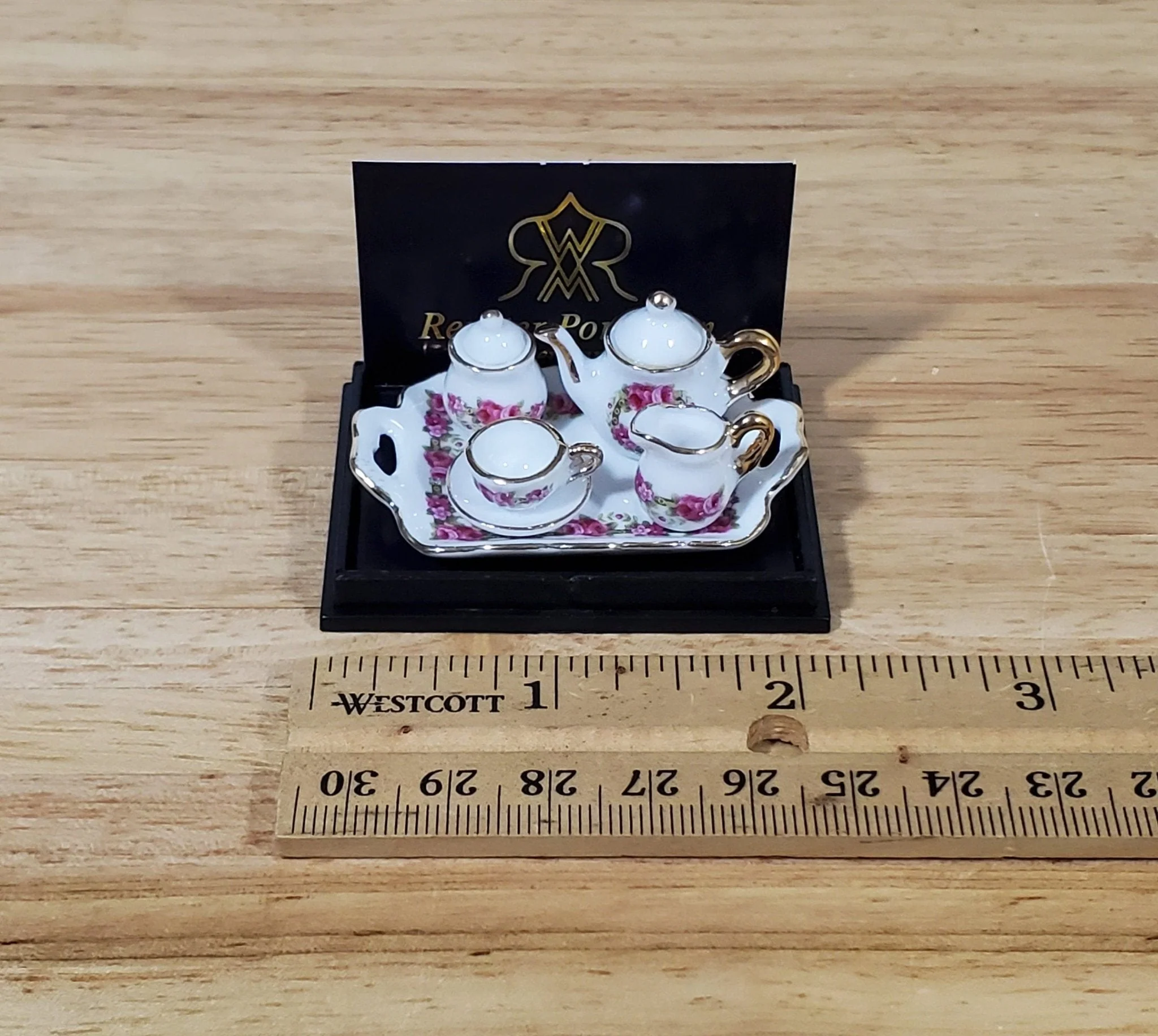 Dollhouse Coffee Tea Set Teapot Teacup Reutter Porcelain 1:12 Scale Miniature Pink - Image 4