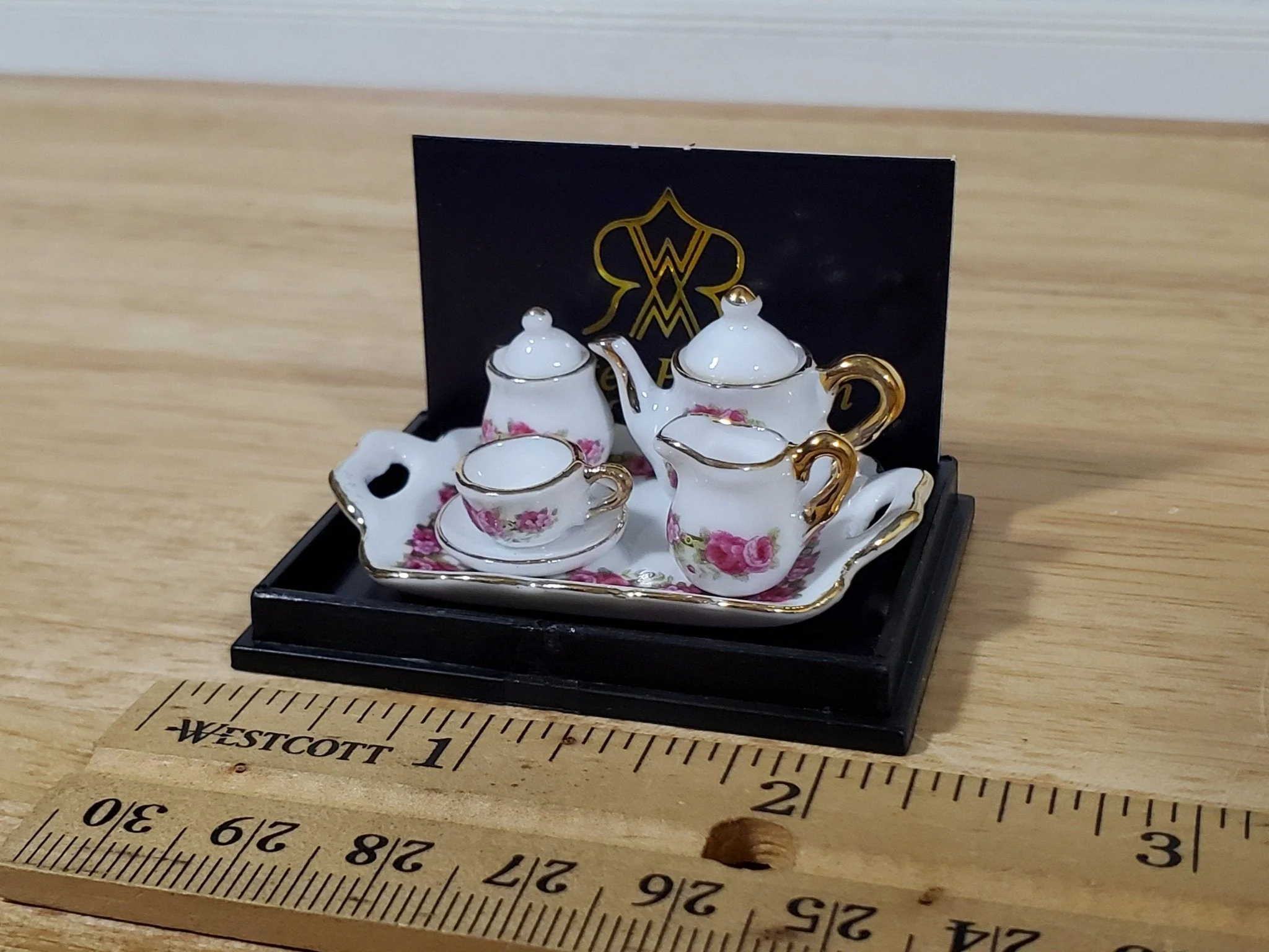 Dollhouse Coffee Tea Set Teapot Teacup Reutter Porcelain 1:12 Scale Miniature Pink - Image 5