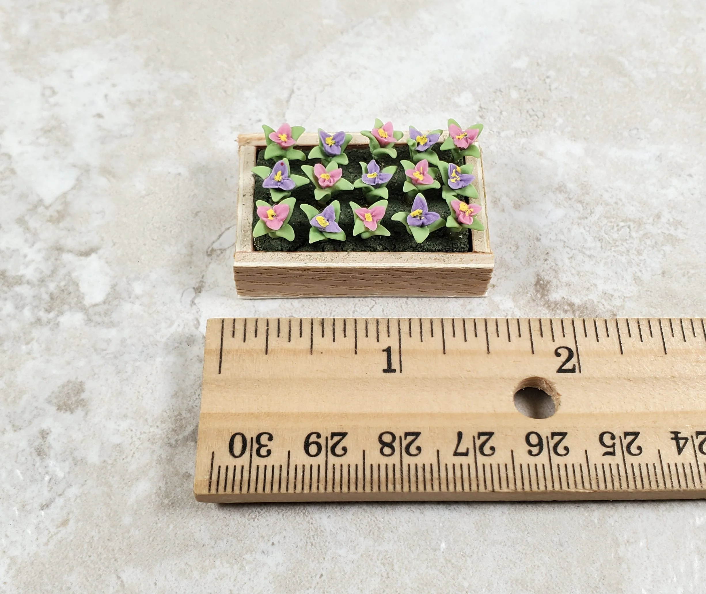 Dollhouse Colorful Seedlings in a Rectangular Wood Tray 1:12 Scale Miniature - Image 4