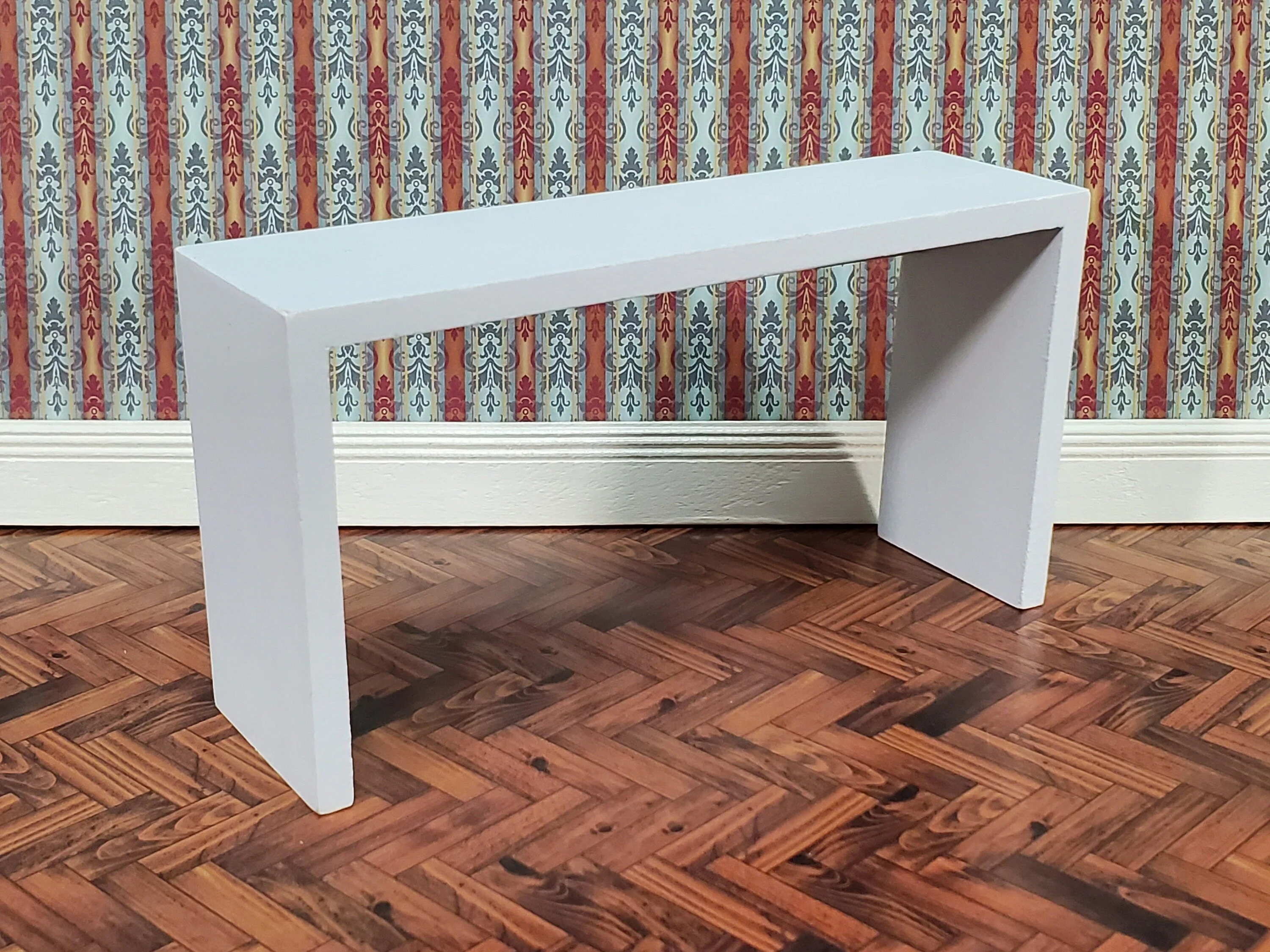 Dollhouse Console or Tall Sofa Table Modern White 1:12 Scale Miniature Furniture - Image 2